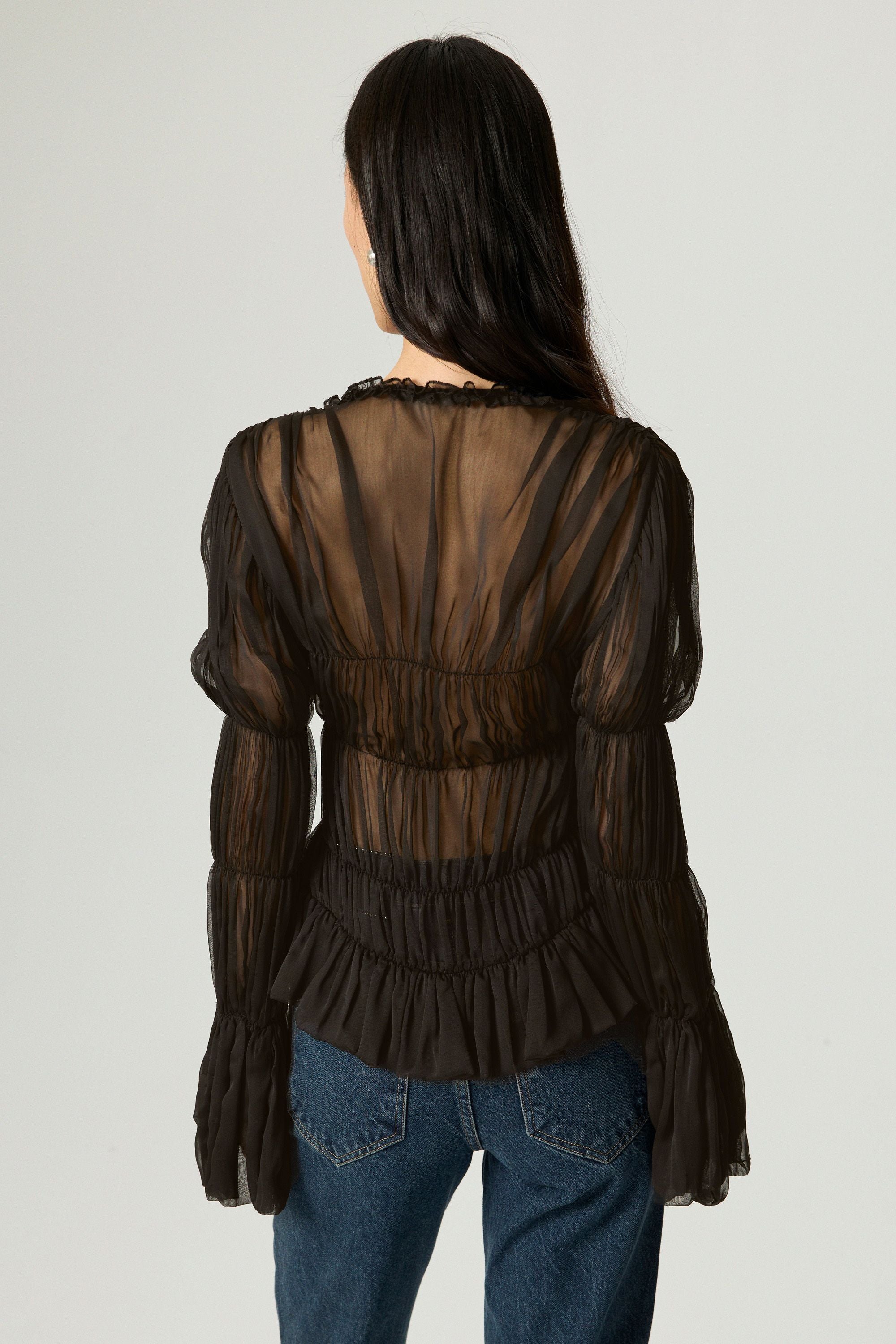 Ruched Sheer Blouse