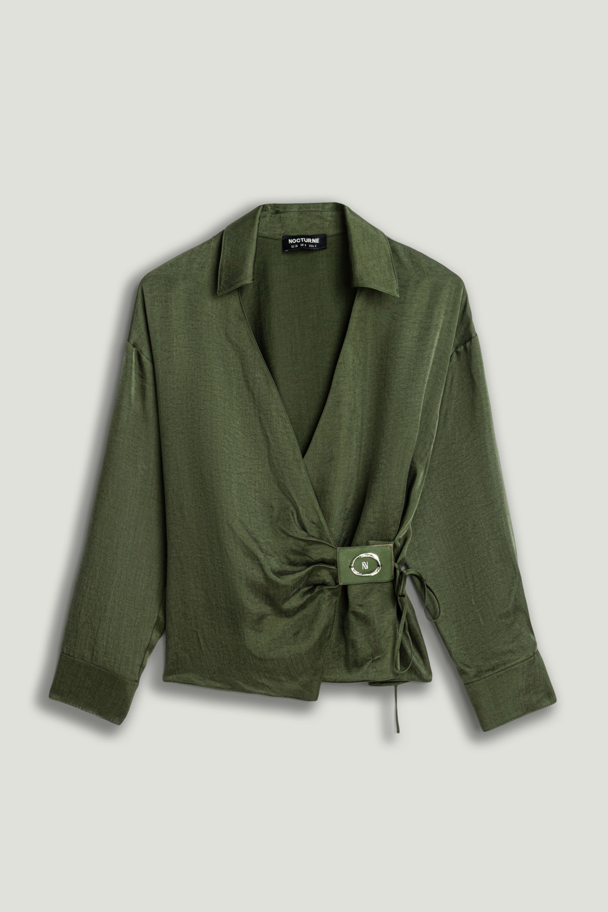 Logo Buckle Wrap Blouse