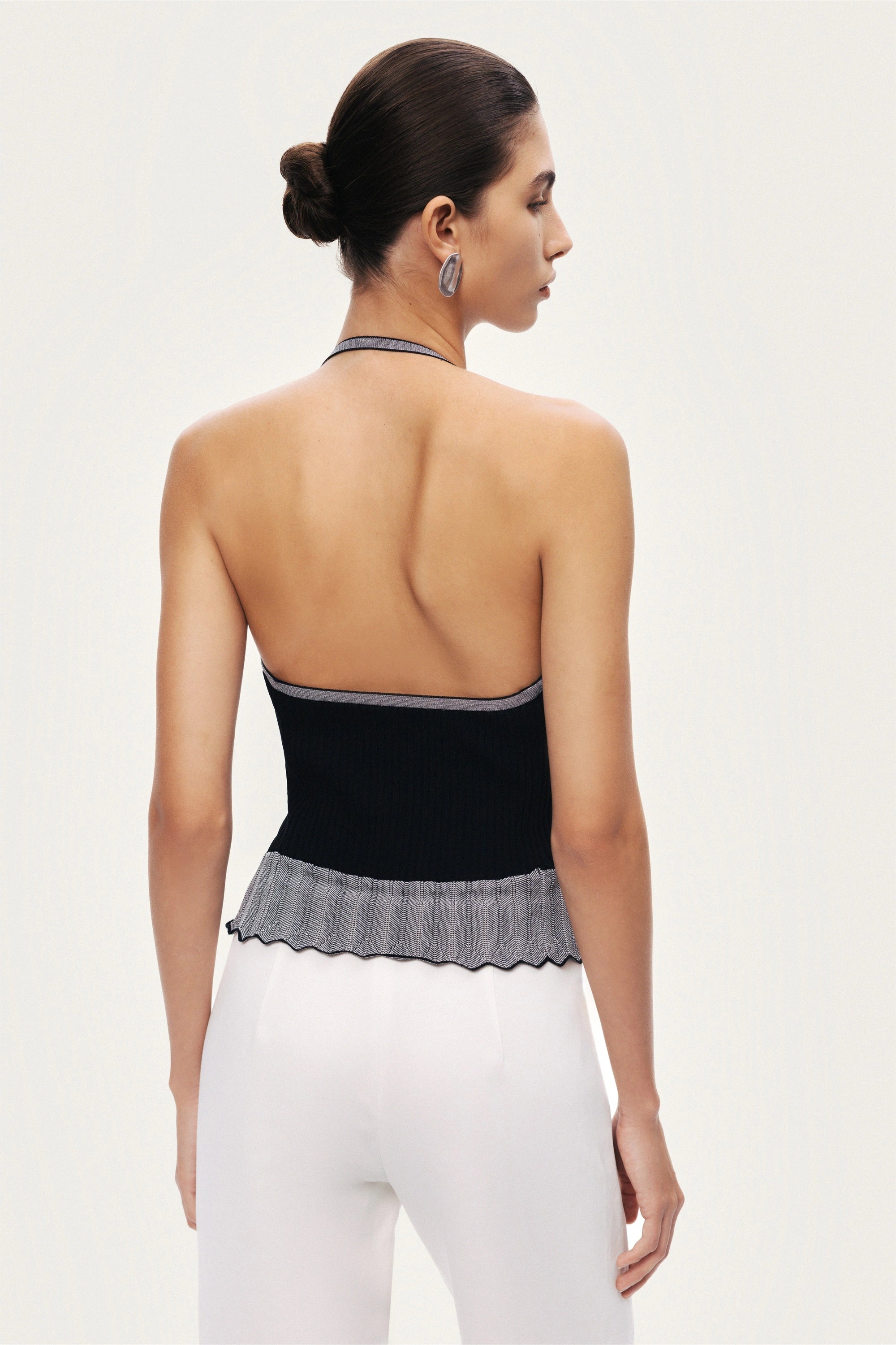 Halter Ribbed Knit Top