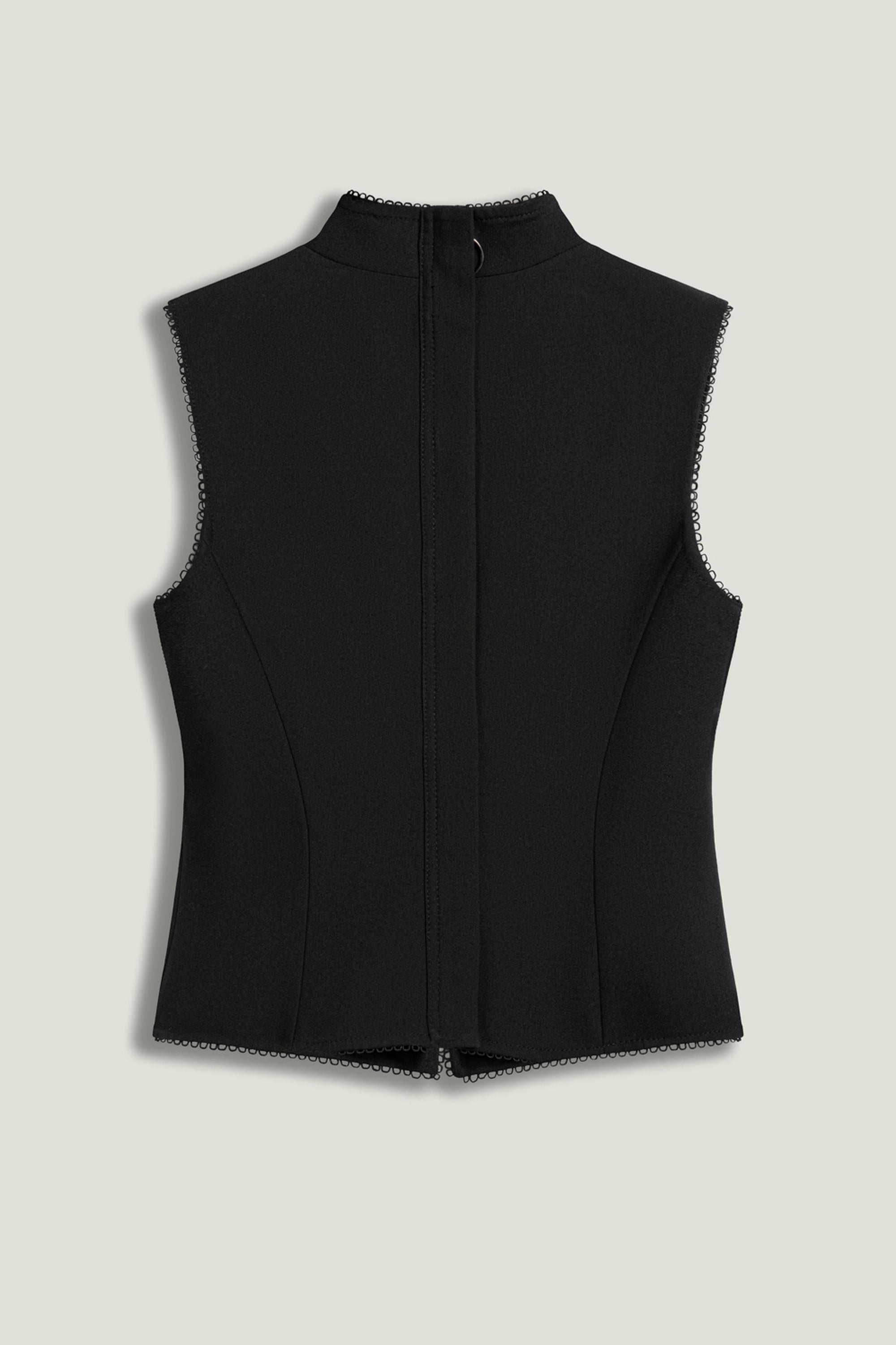 Black Braid-Trim Bustier Top with Built-In Bra