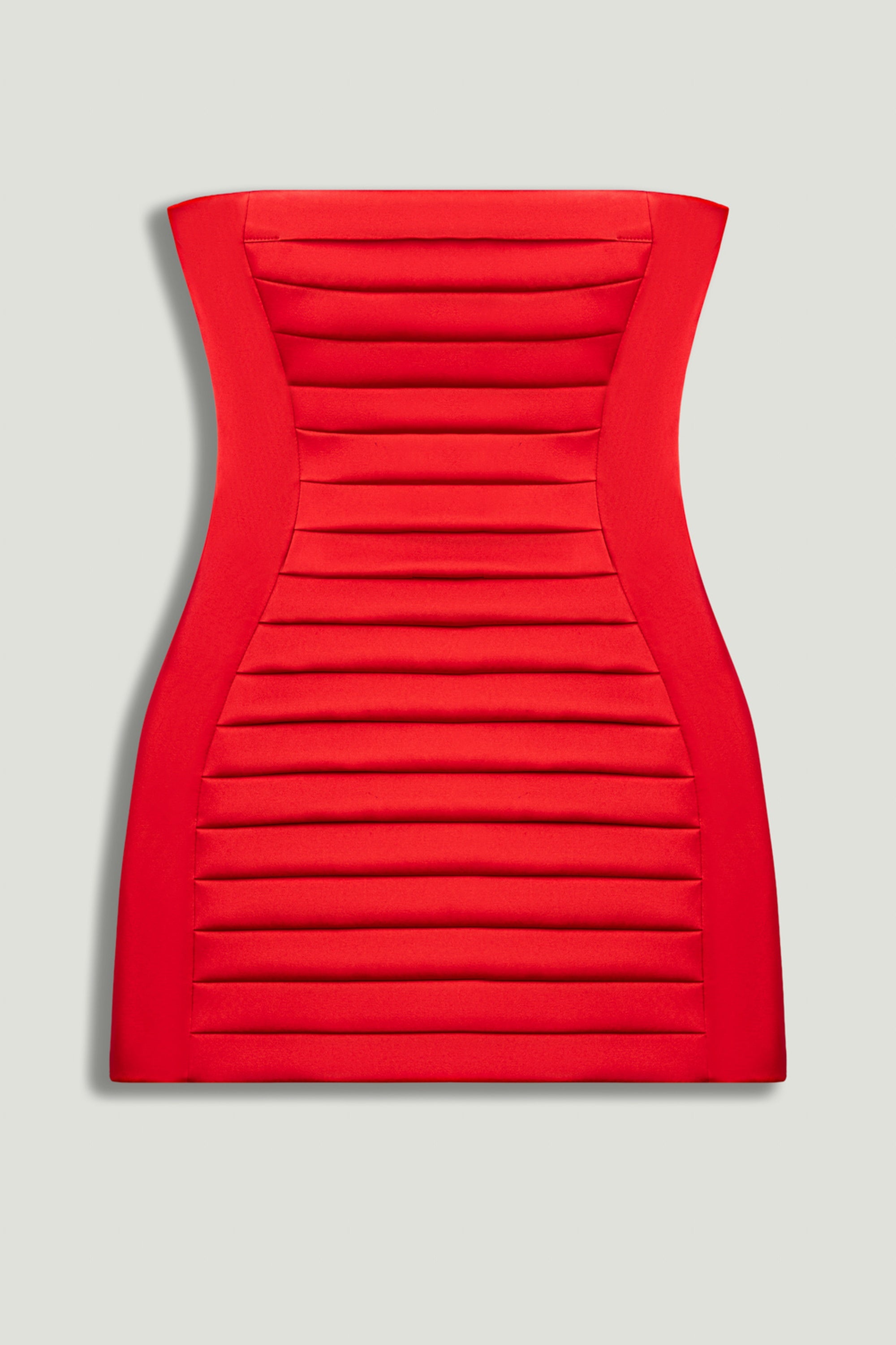Red Strapless Ribbed Mini Dress