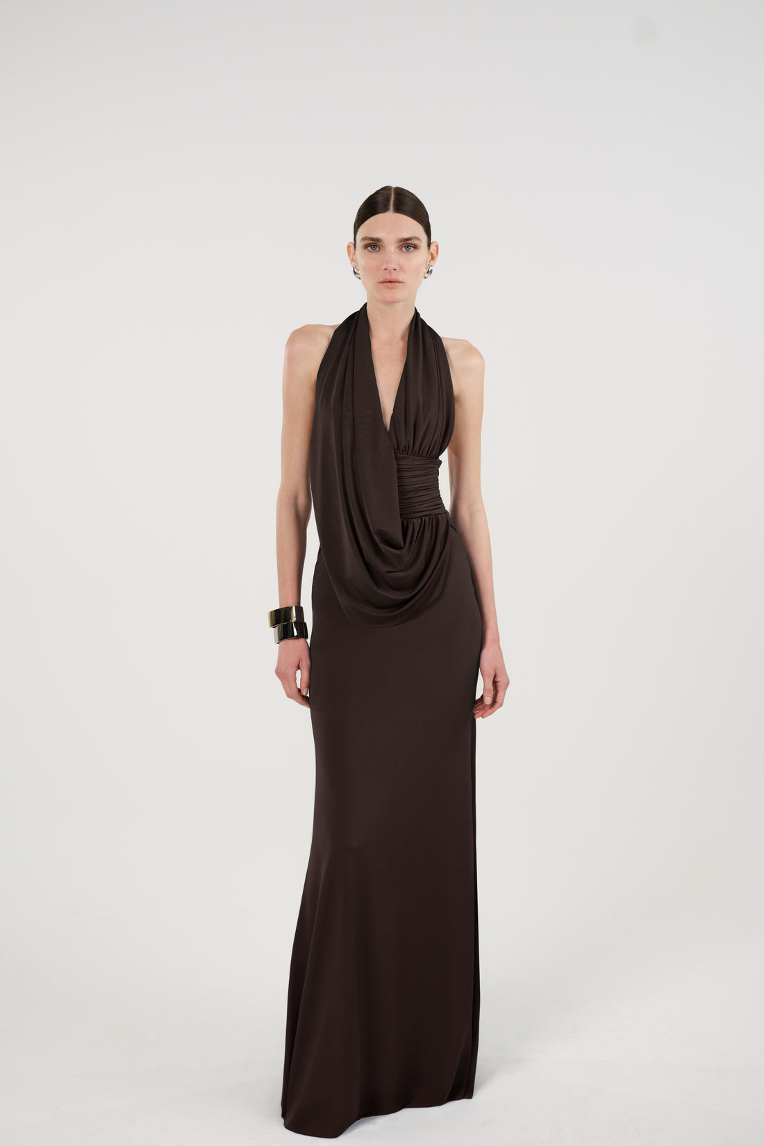 Draped Halter Neck Maxi Dress