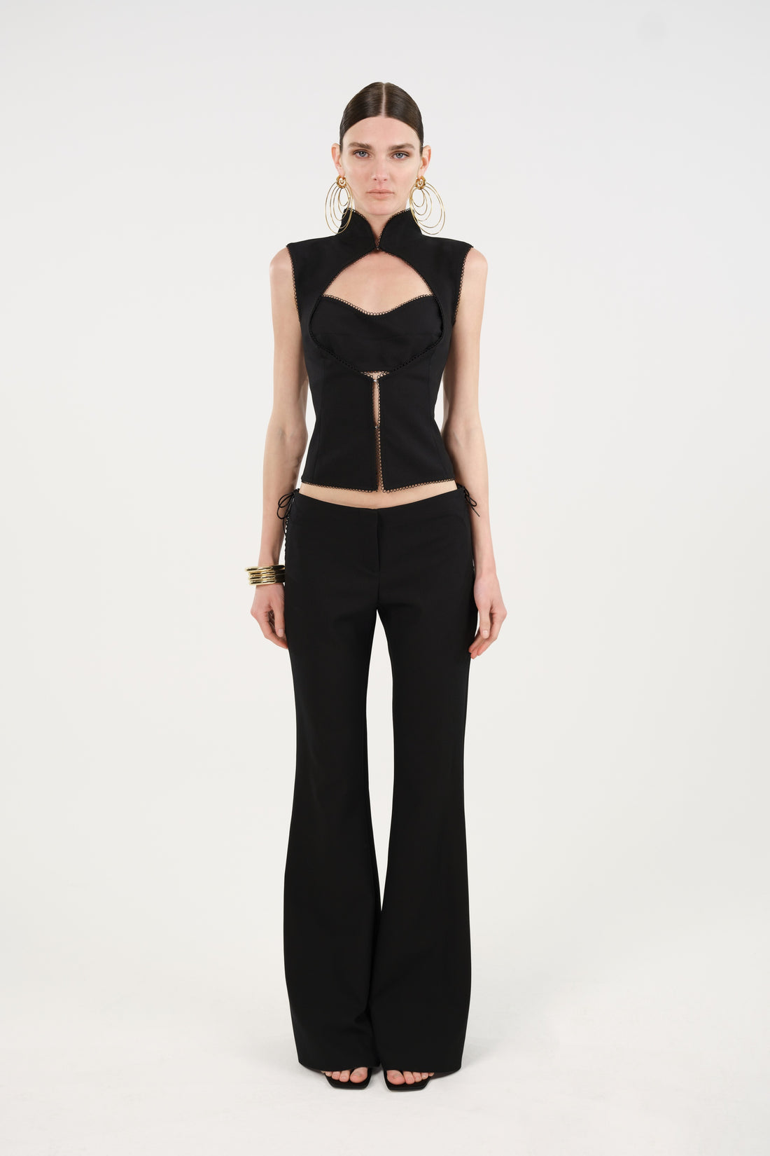 Side-Tie Low-Rise Slim Fit Trousers