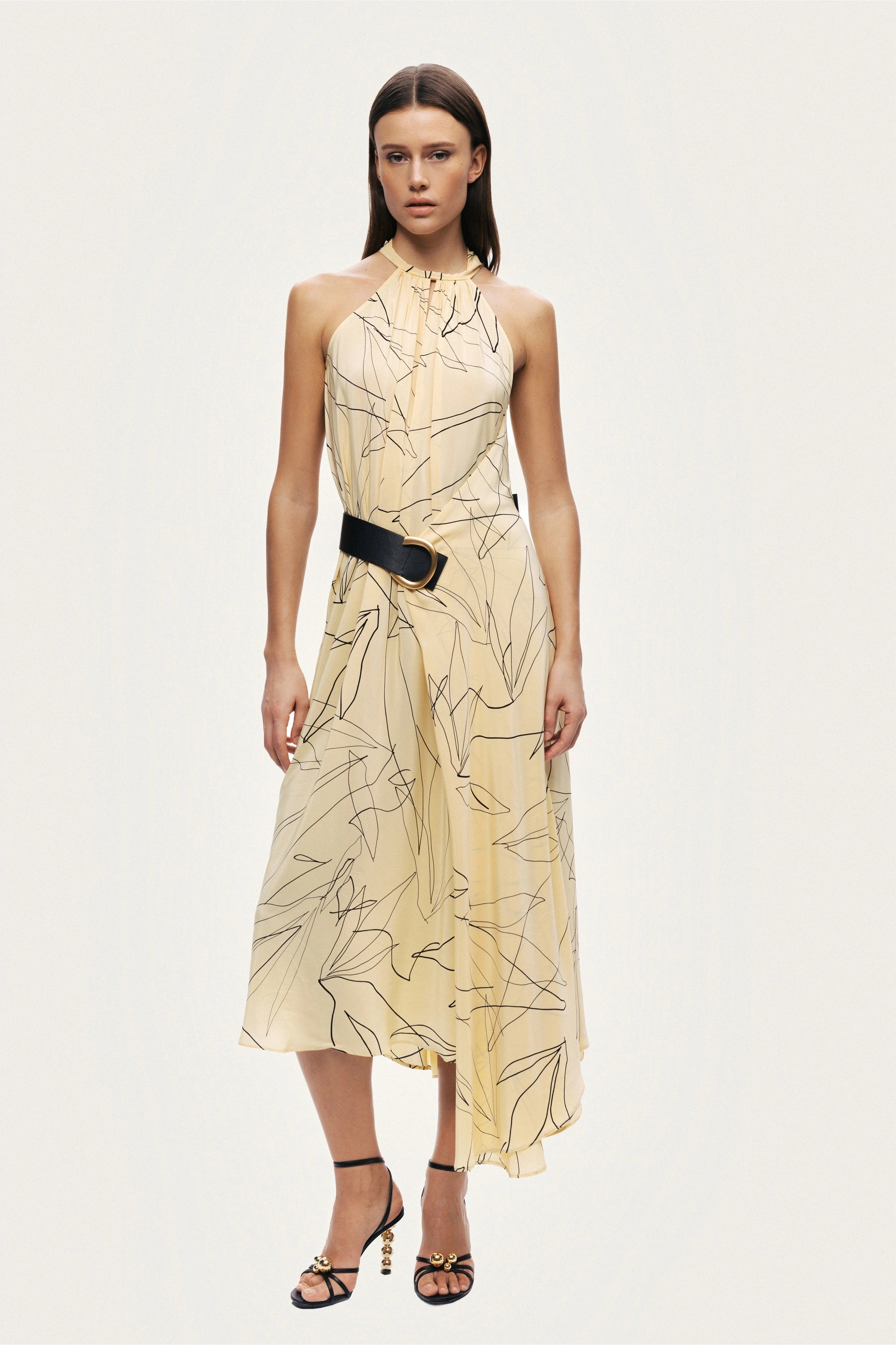 Printed Halter Midi Dress