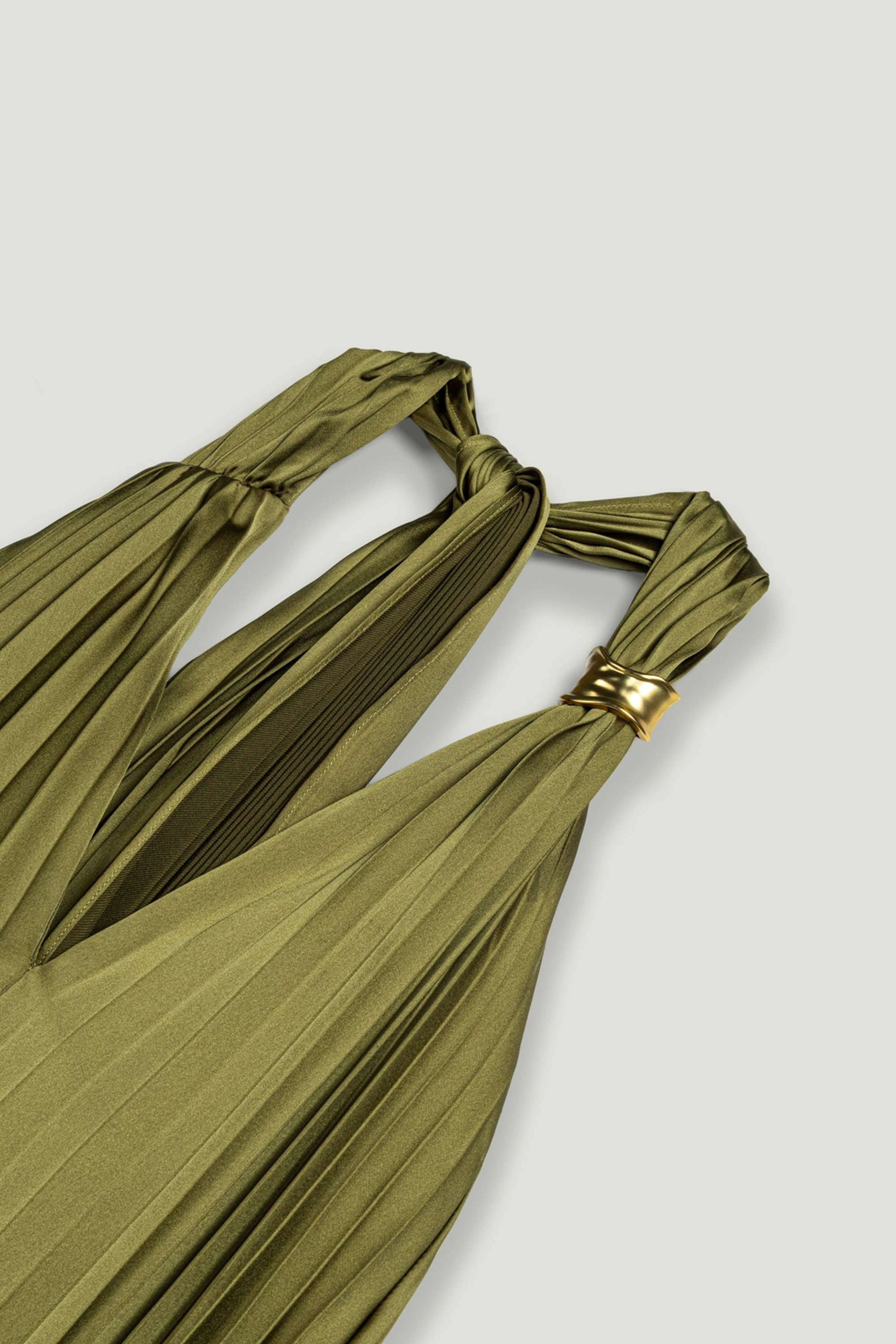 Pleated Halter Maxi Dress