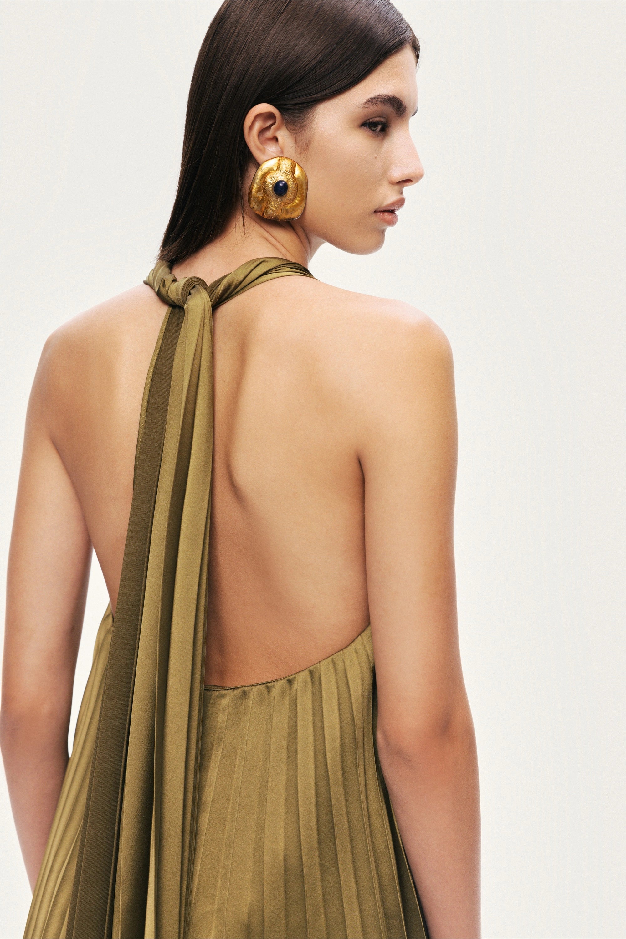 Pleated Halter Maxi Dress