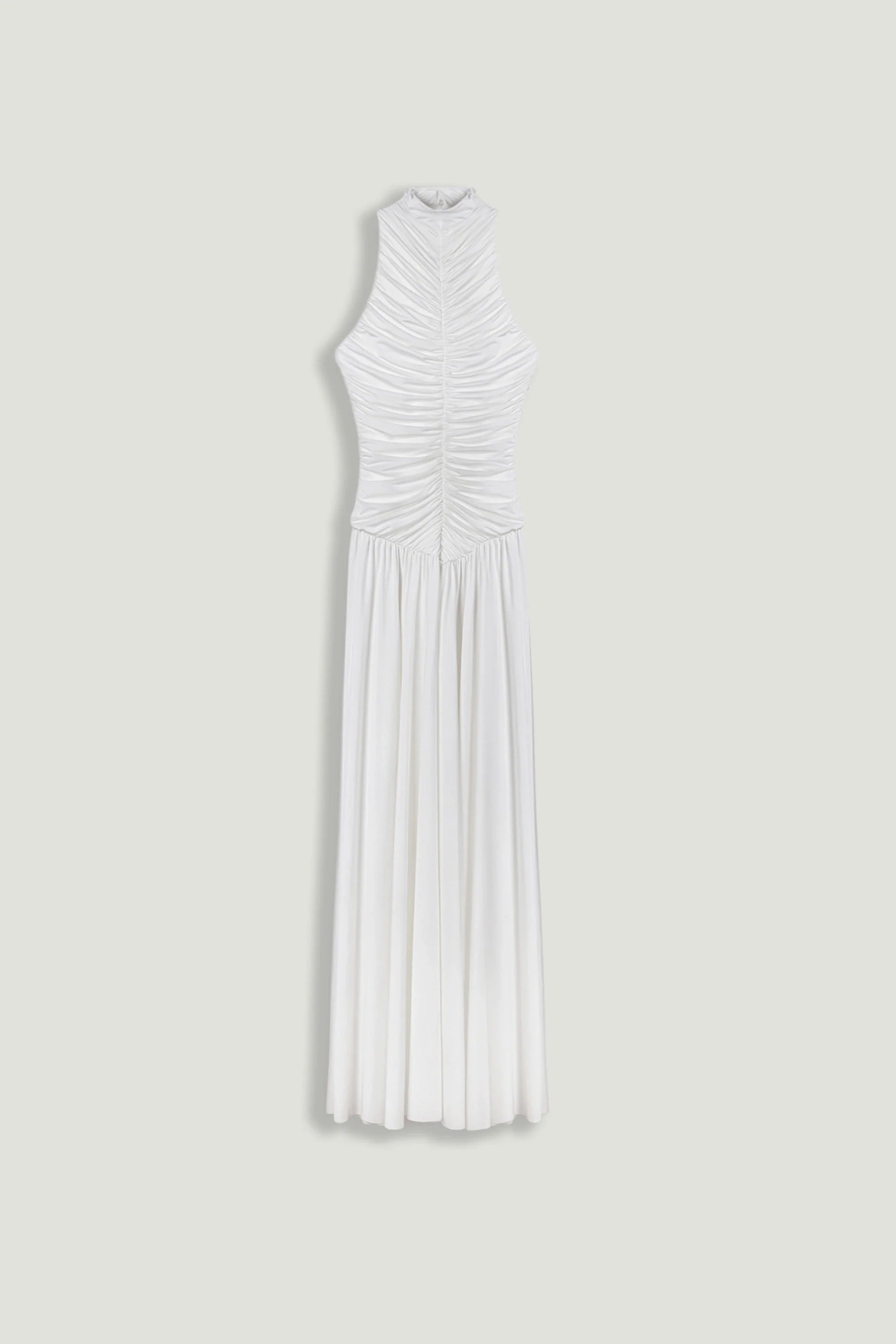 Ruched High-Neck Maxi Dress