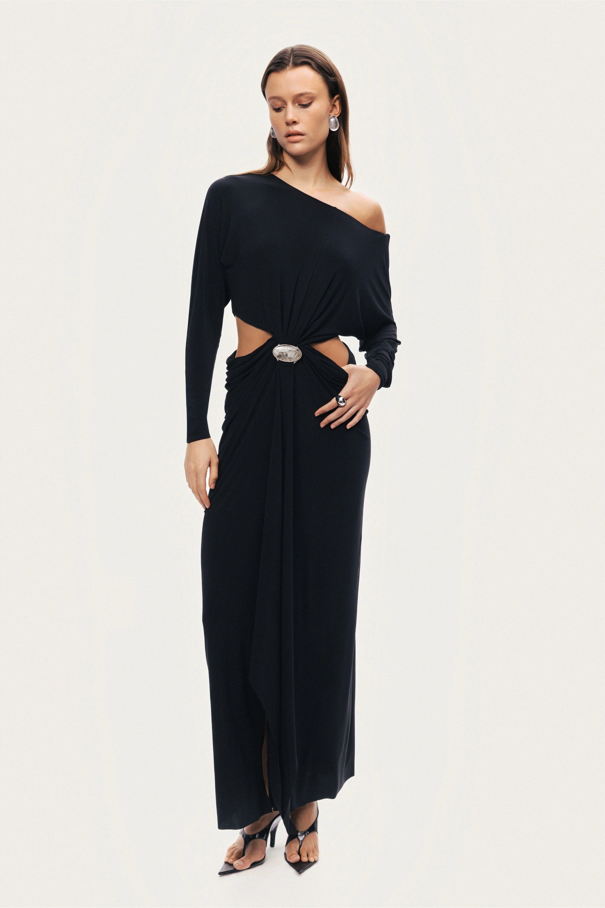 One-Shoulder Cut-Out Maxi Dress