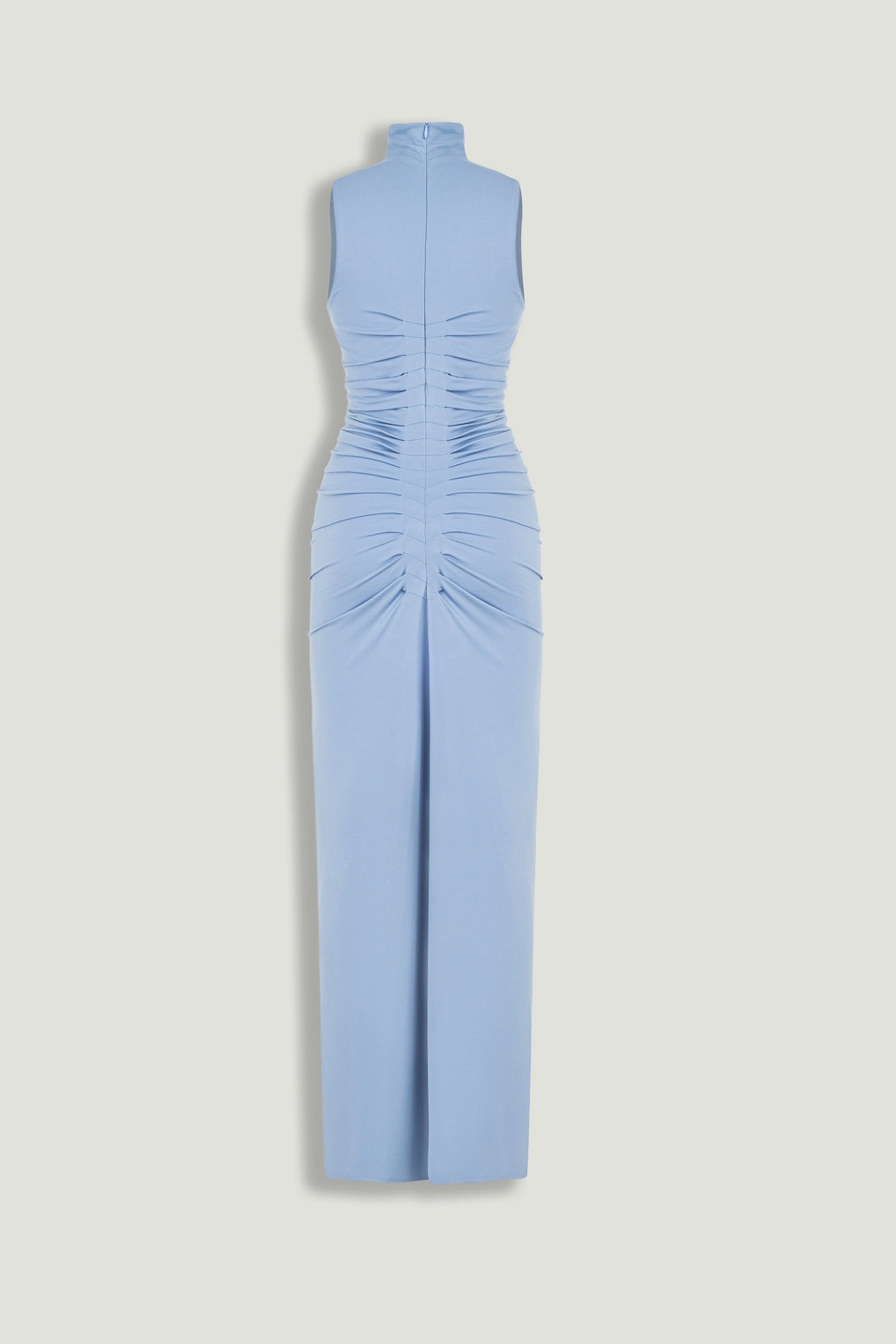 Ruched High-Neck Maxi Dress