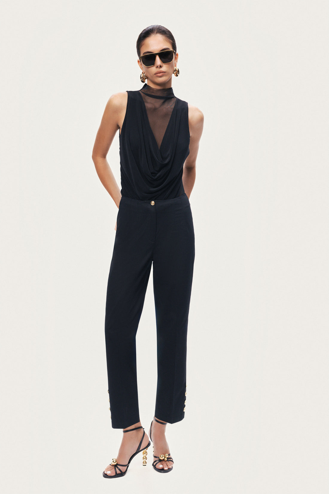 Gold Button Detail Pants