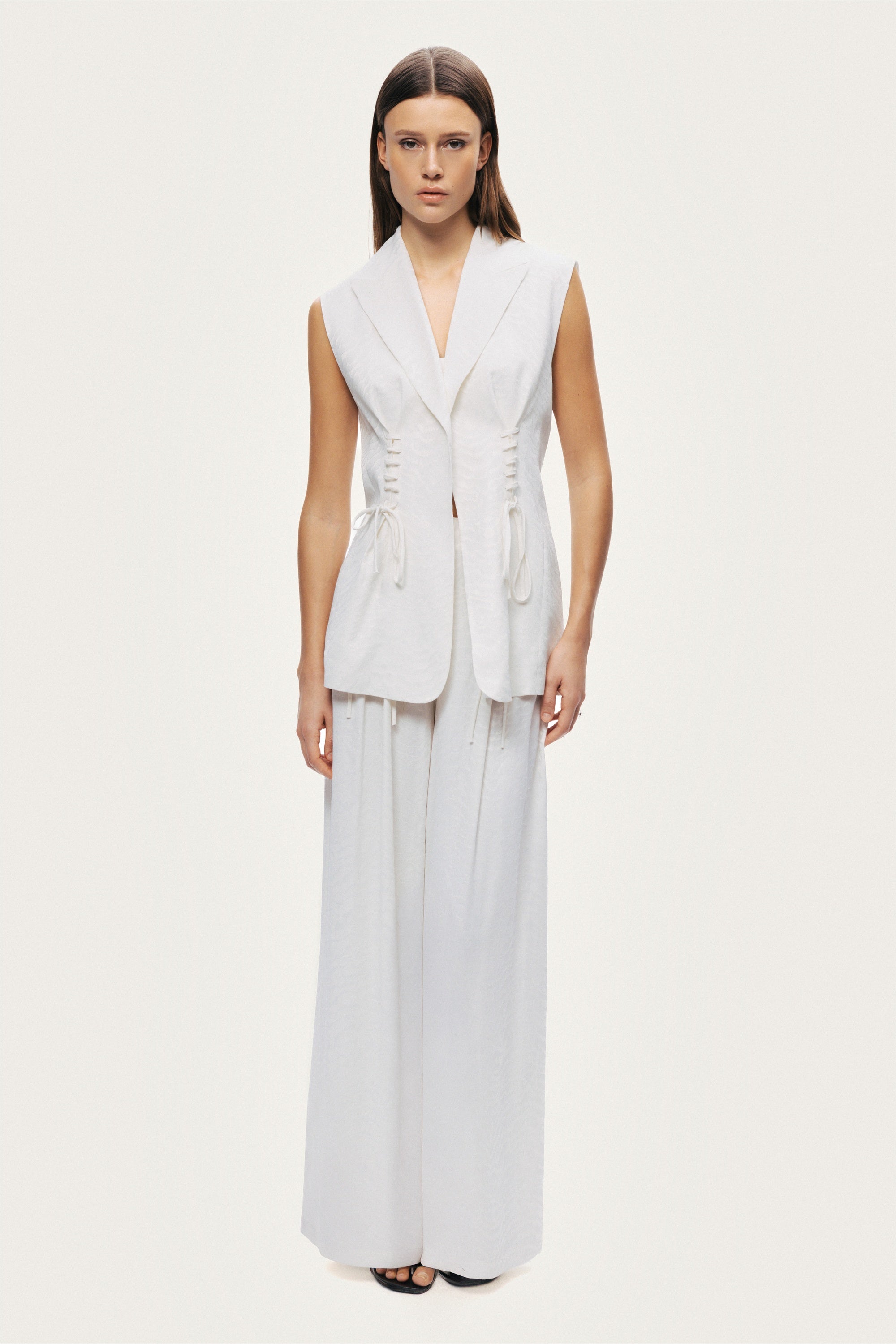 Lace-Up Wide-Leg Pants