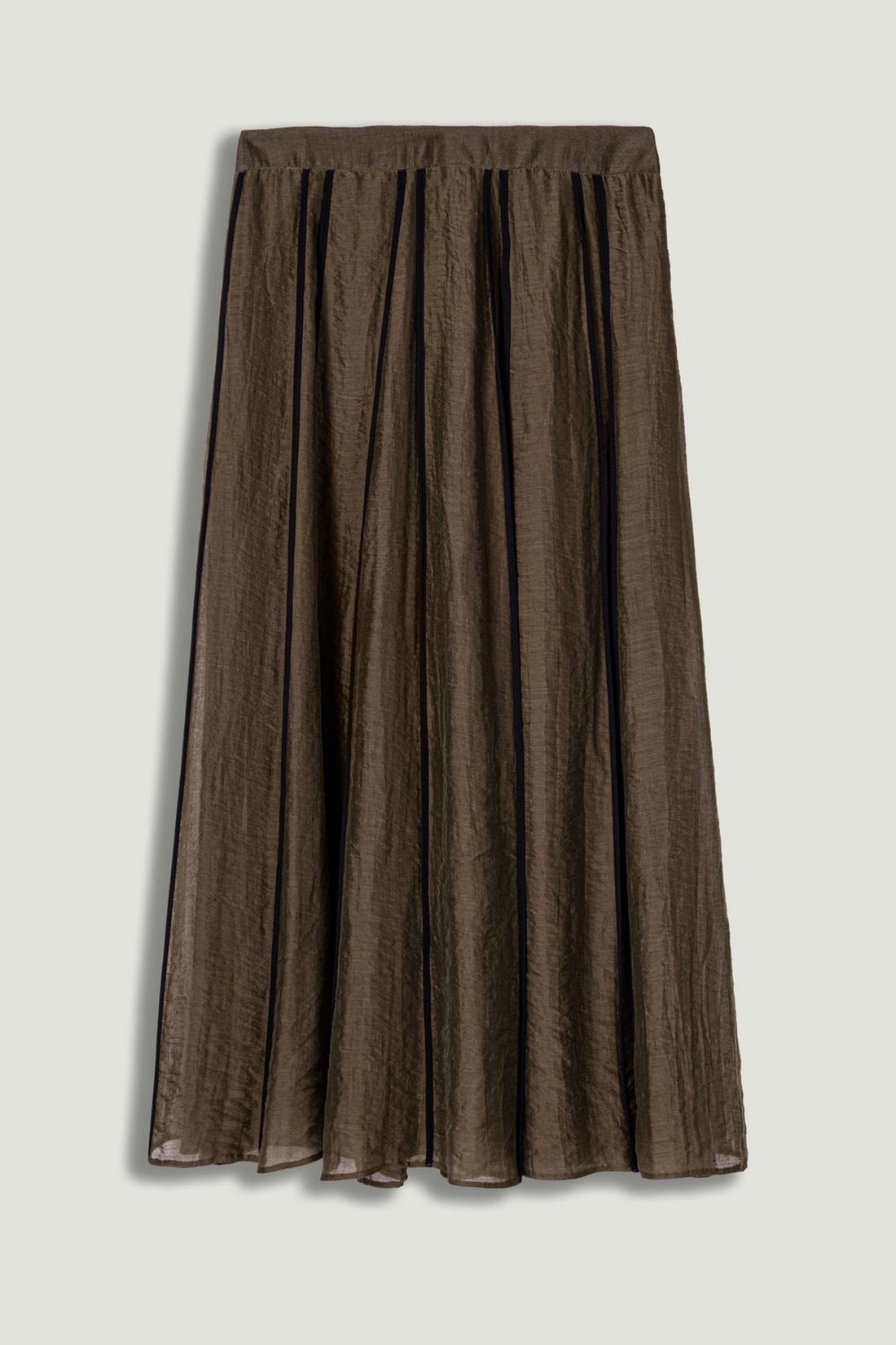Sheer Pleated Midi Skirt
