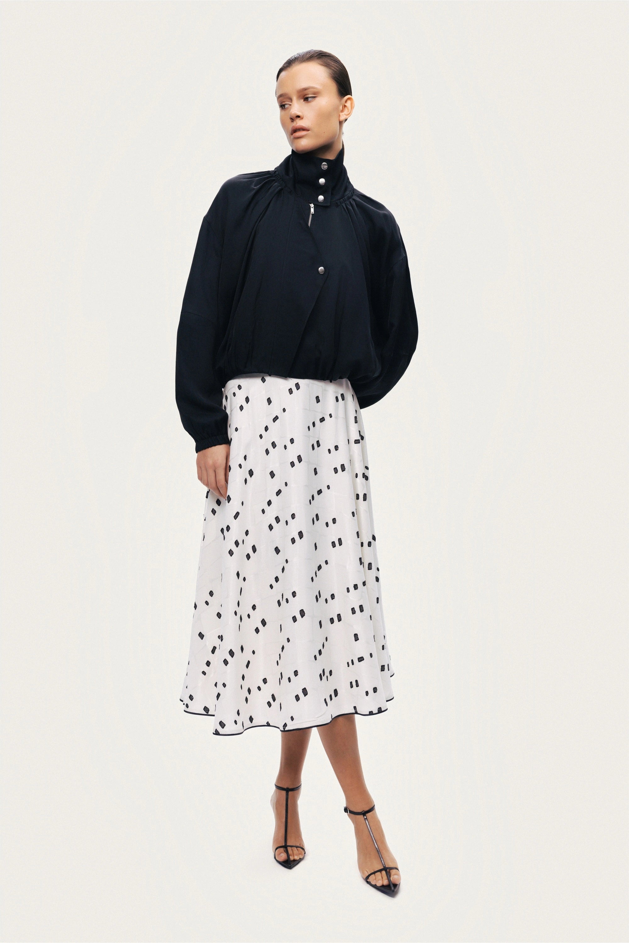 High-Neck Gathered Jacket