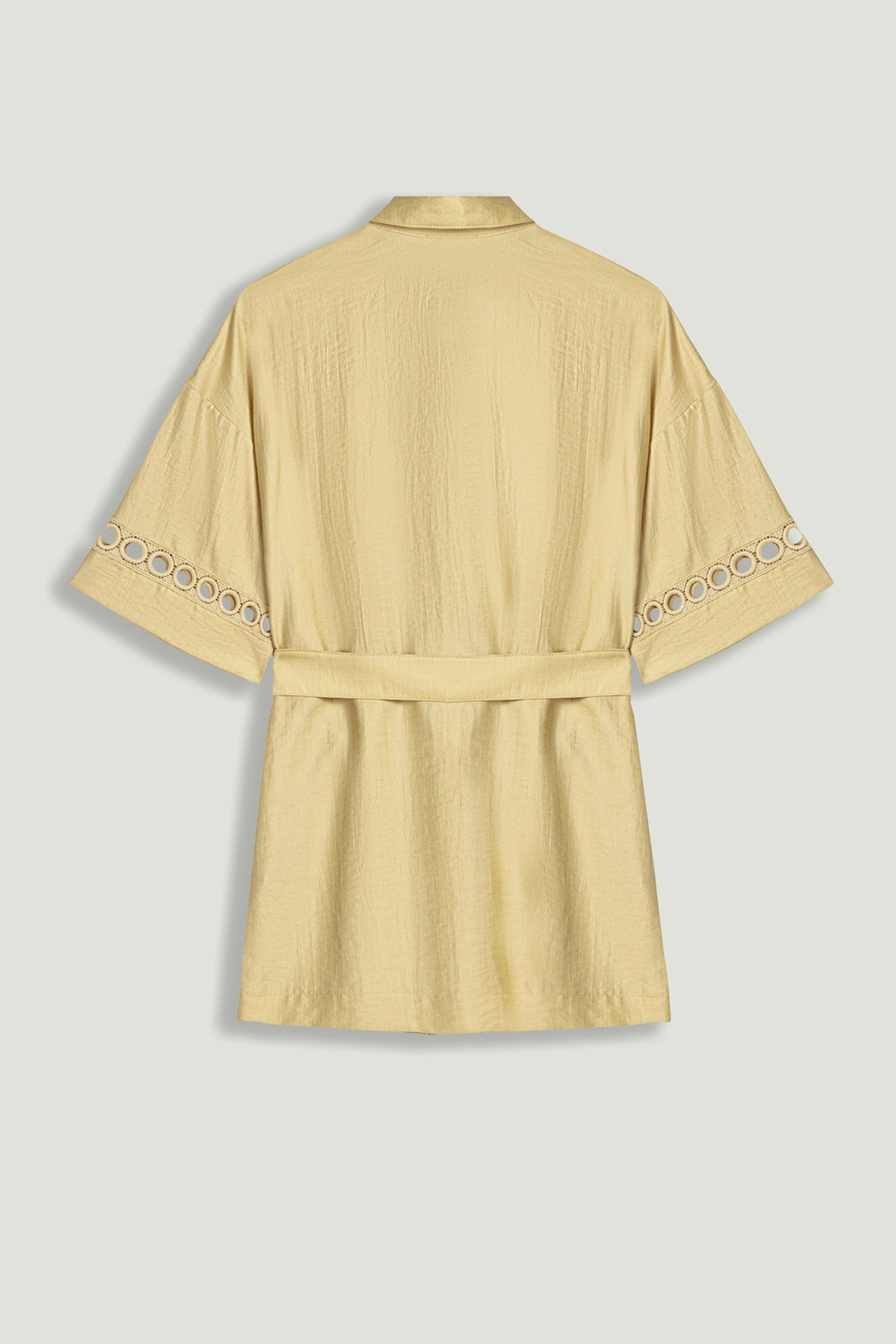 Belted Eyelet Detail Short-Sleeve Jacket