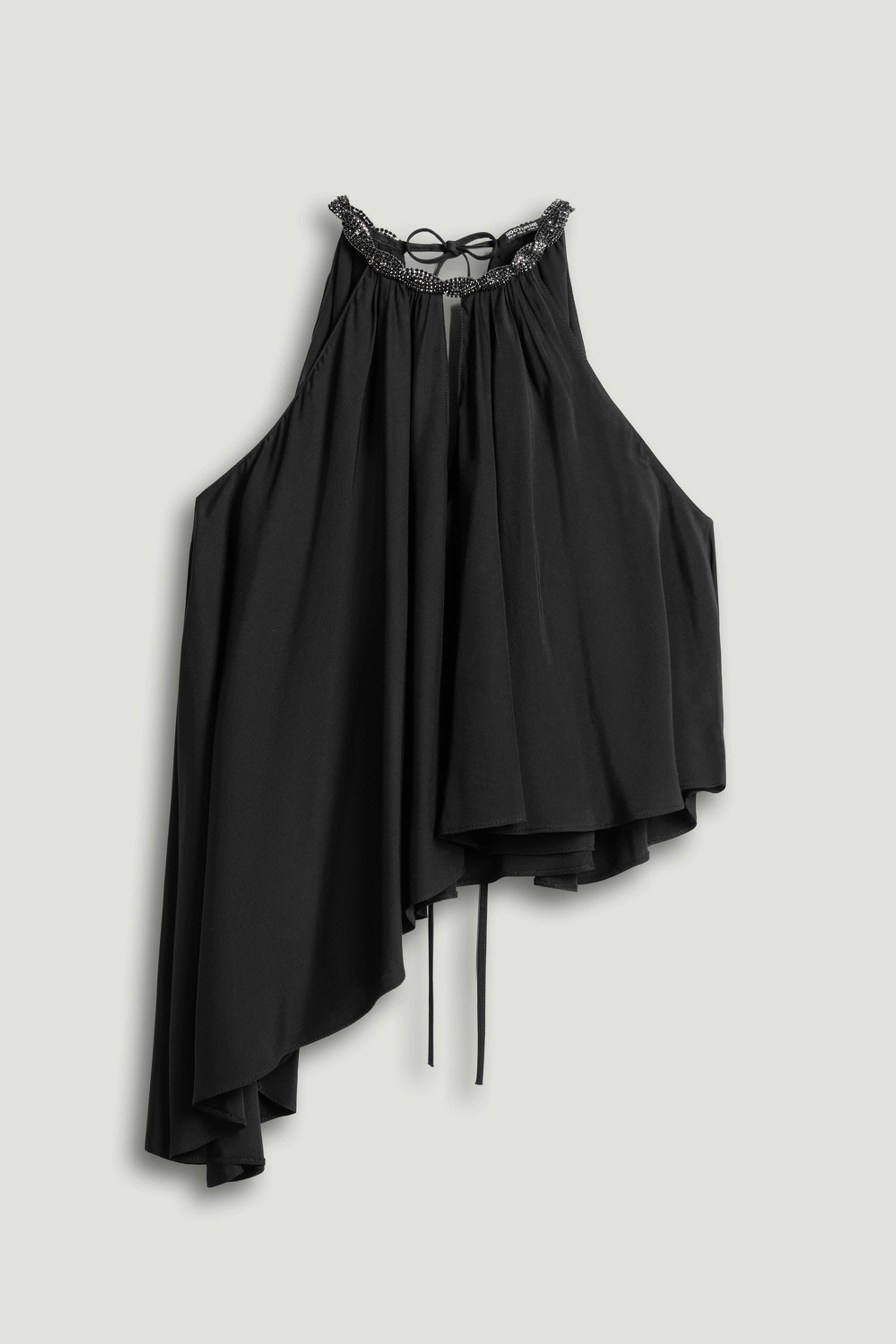 Black Embellished Halter Blouse
