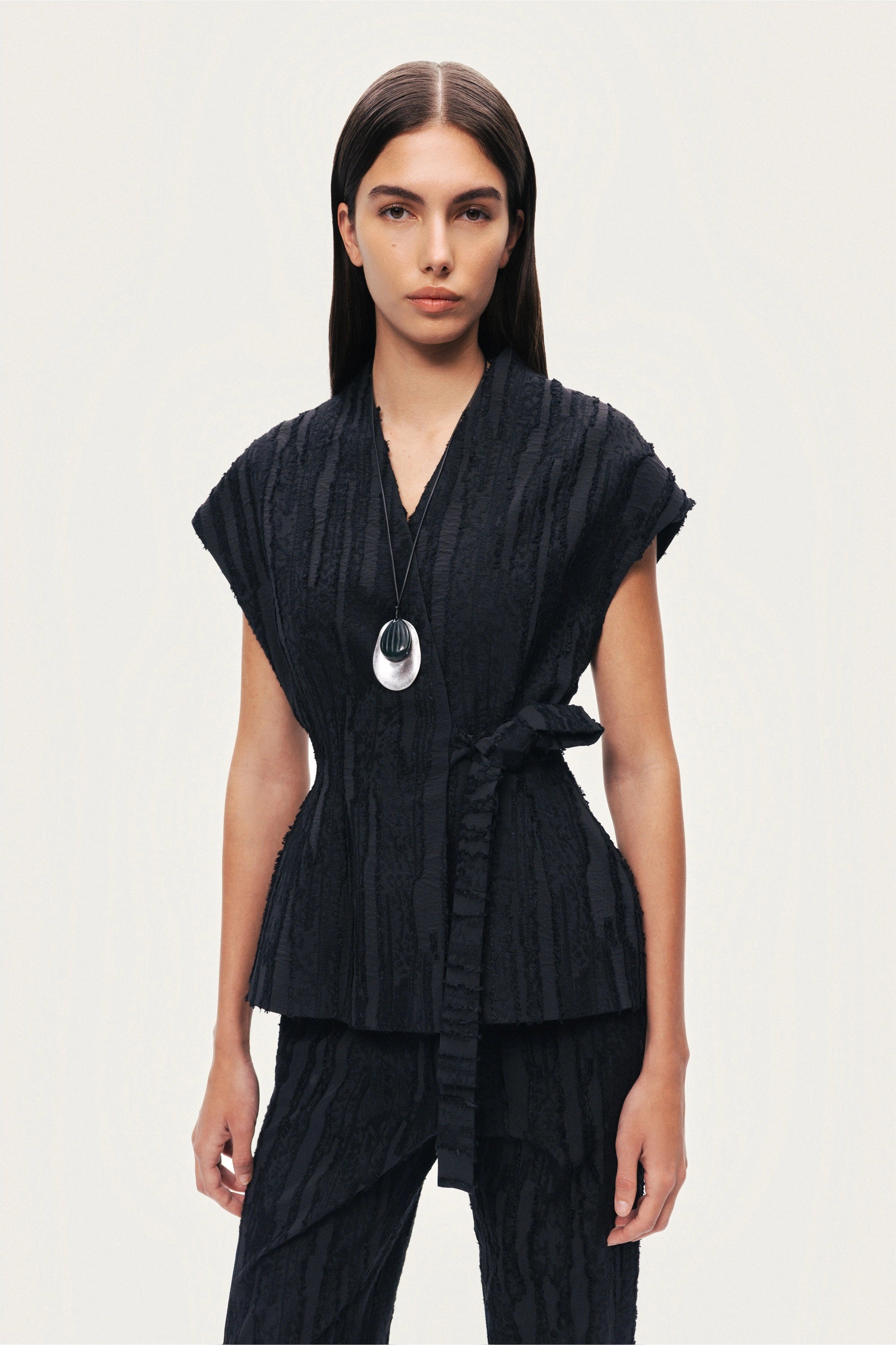 Textured Belted Vest