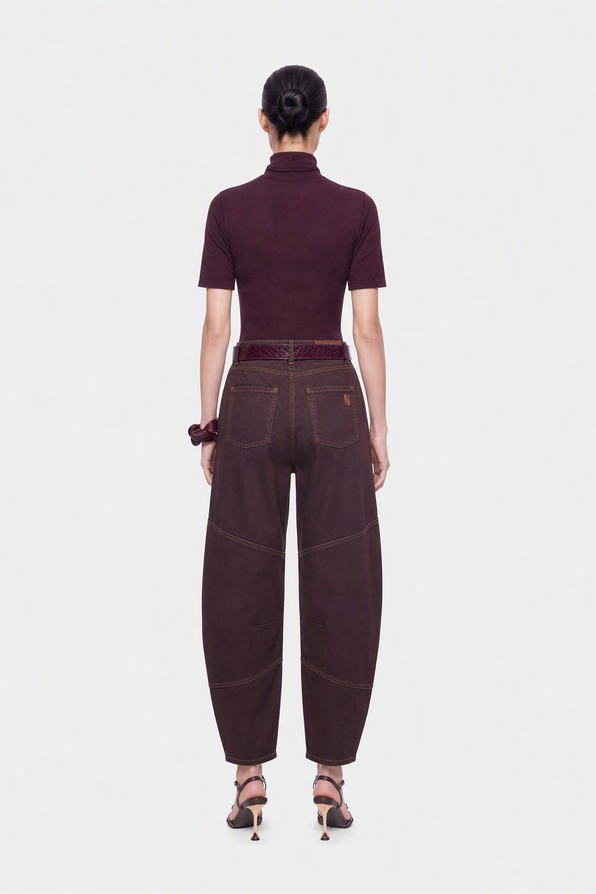 Barrel Leg Panelled Jeans