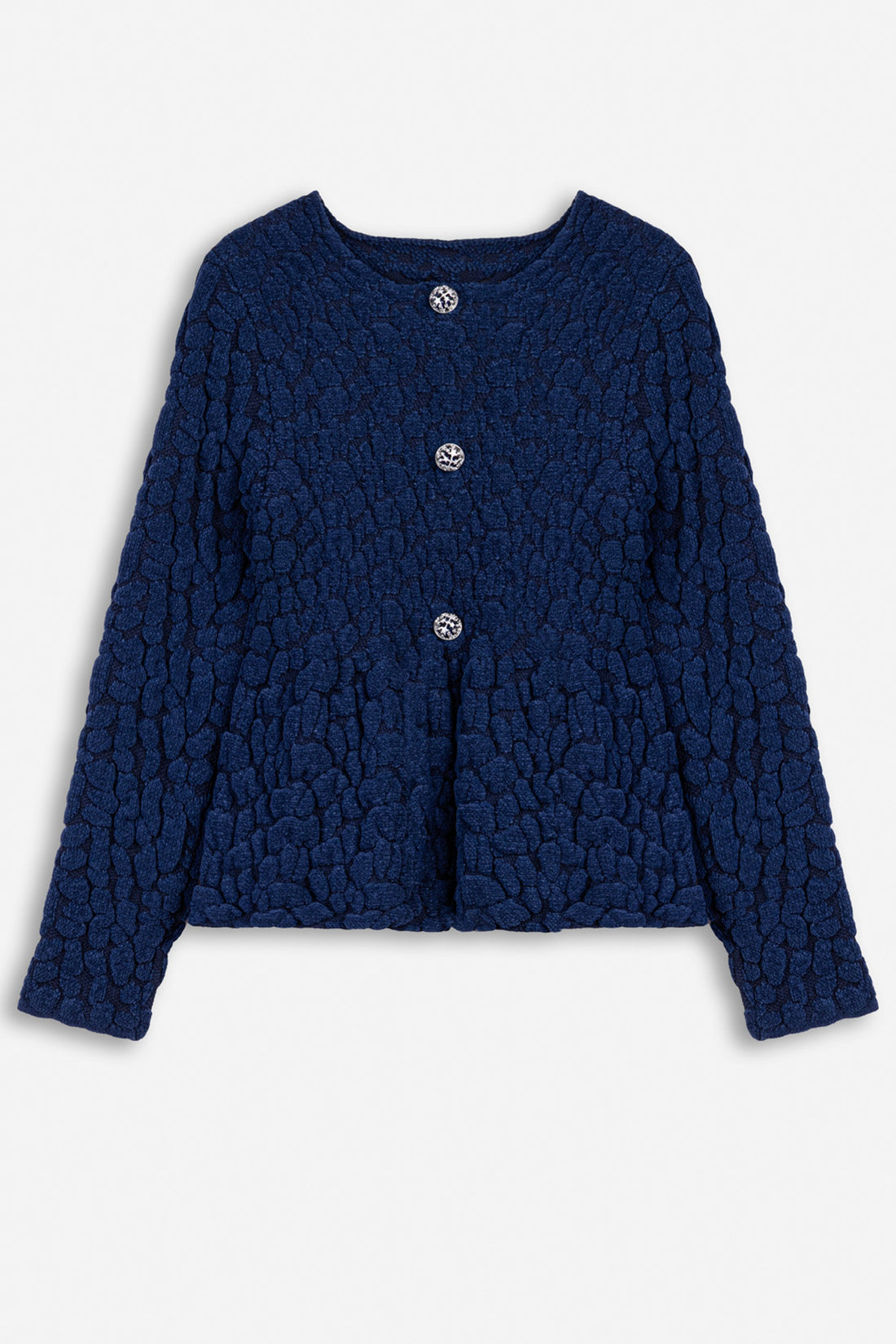Textured Knit Peplum Cardigan