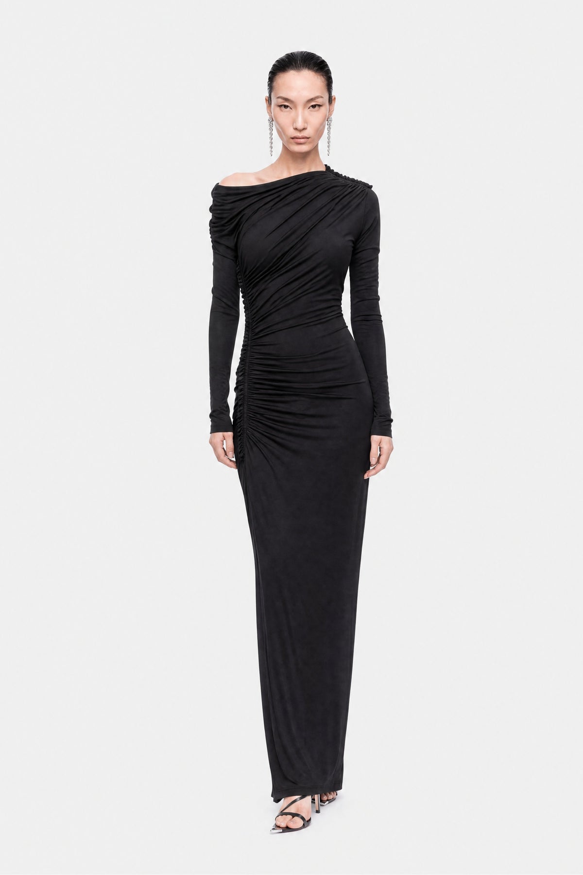 Asymmetric Draped Maxi Dress