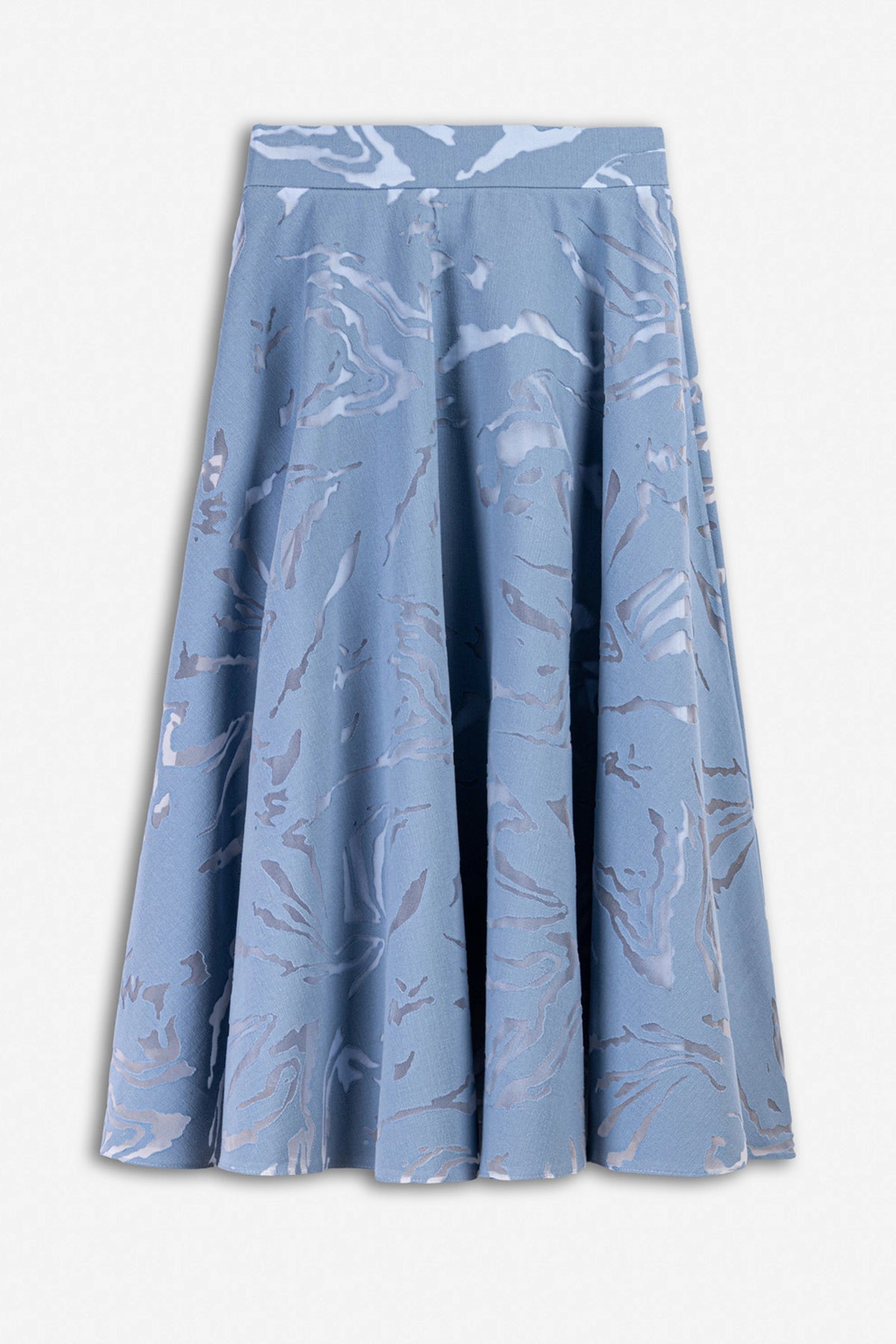 Patterned Flared Midi Skirt