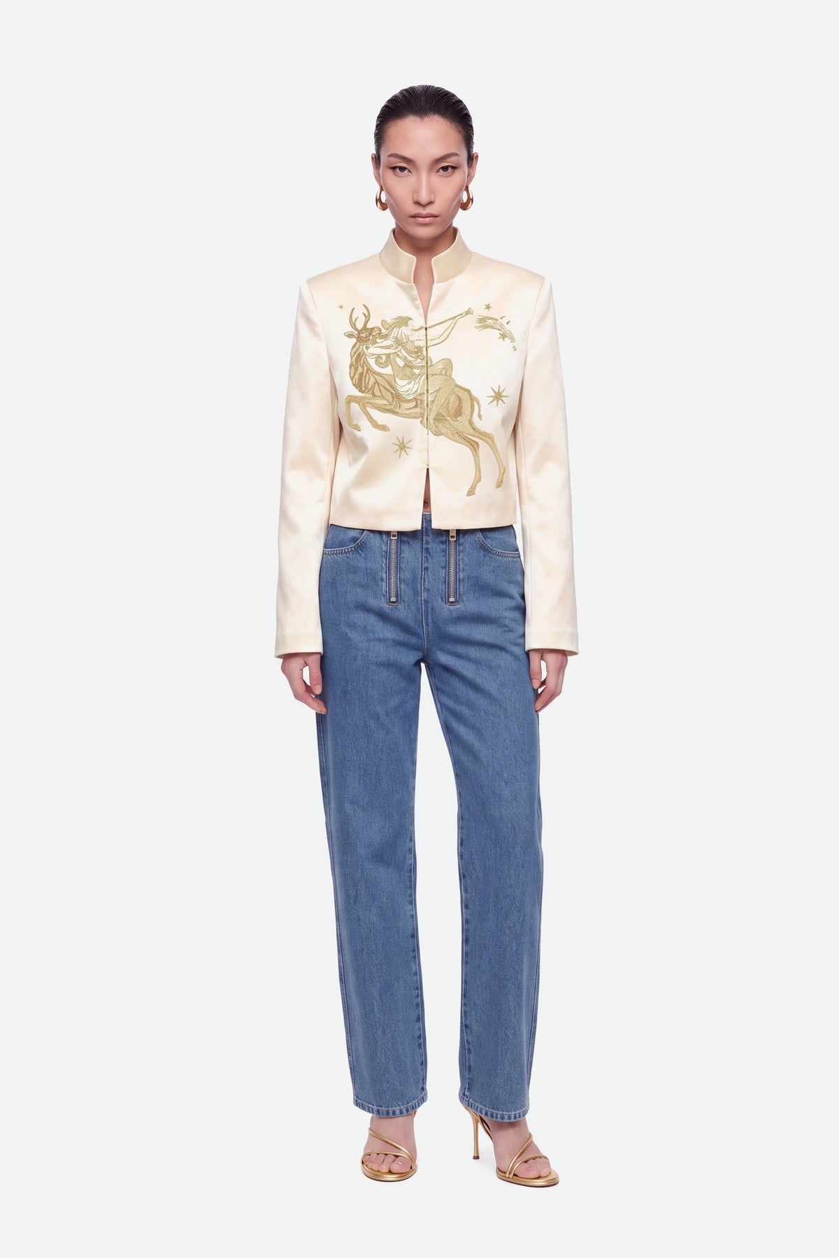Embroidered Cropped Jacket