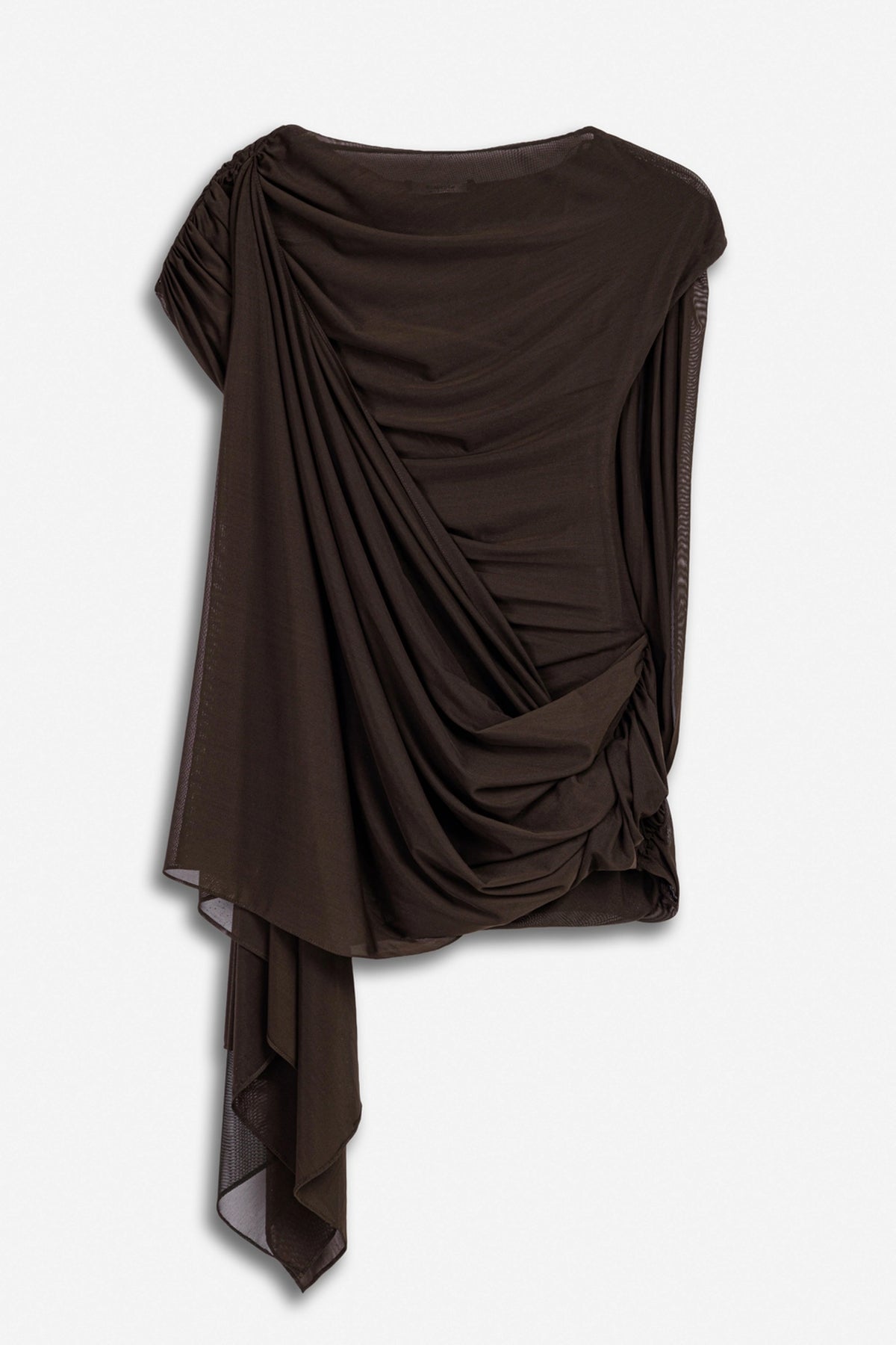 Draped Asymmetric Mesh Blouse