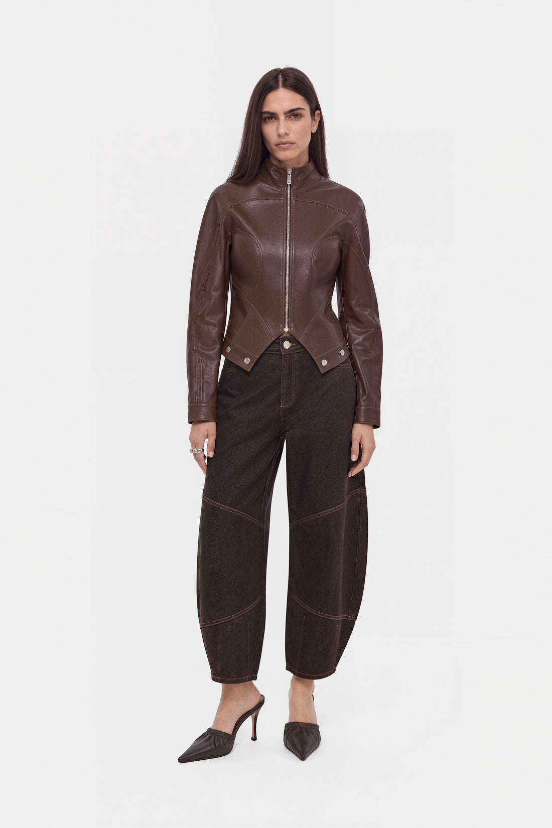 Stand Collar Leather Jacket