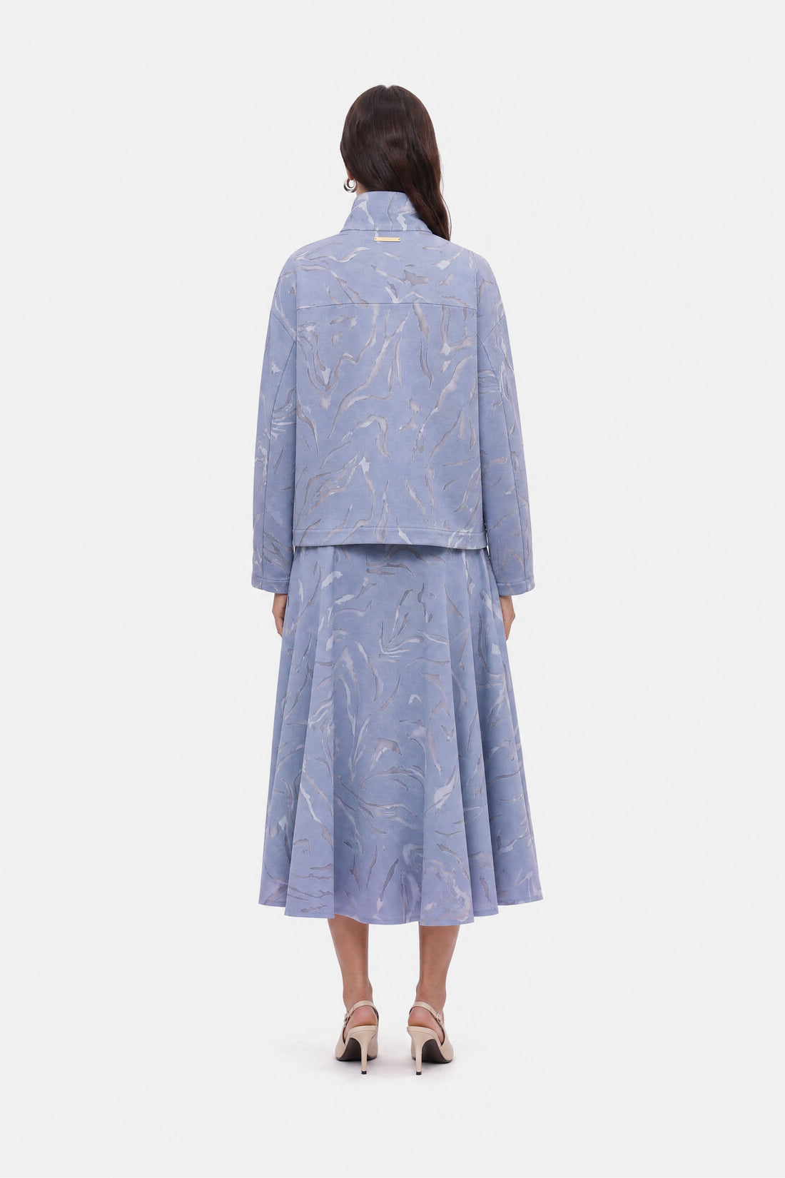 Patterned Flared Midi Skirt