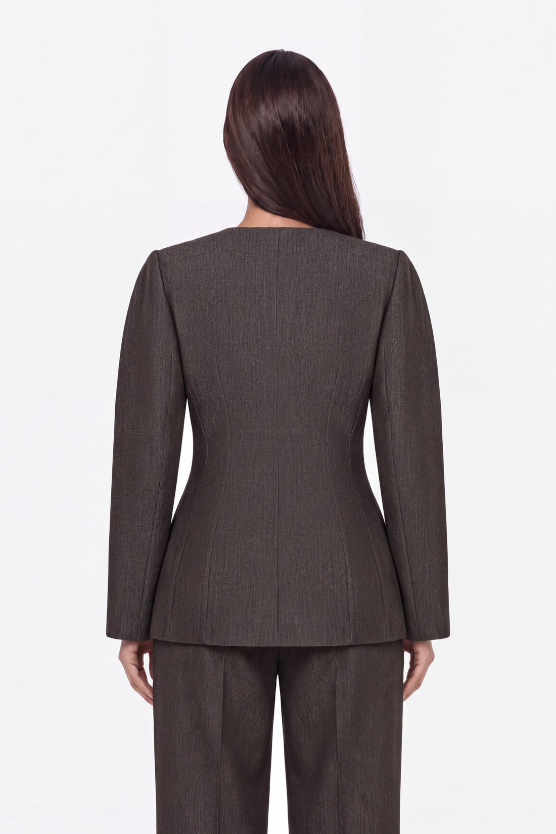 Croc Effect Belted Collarless Jacket