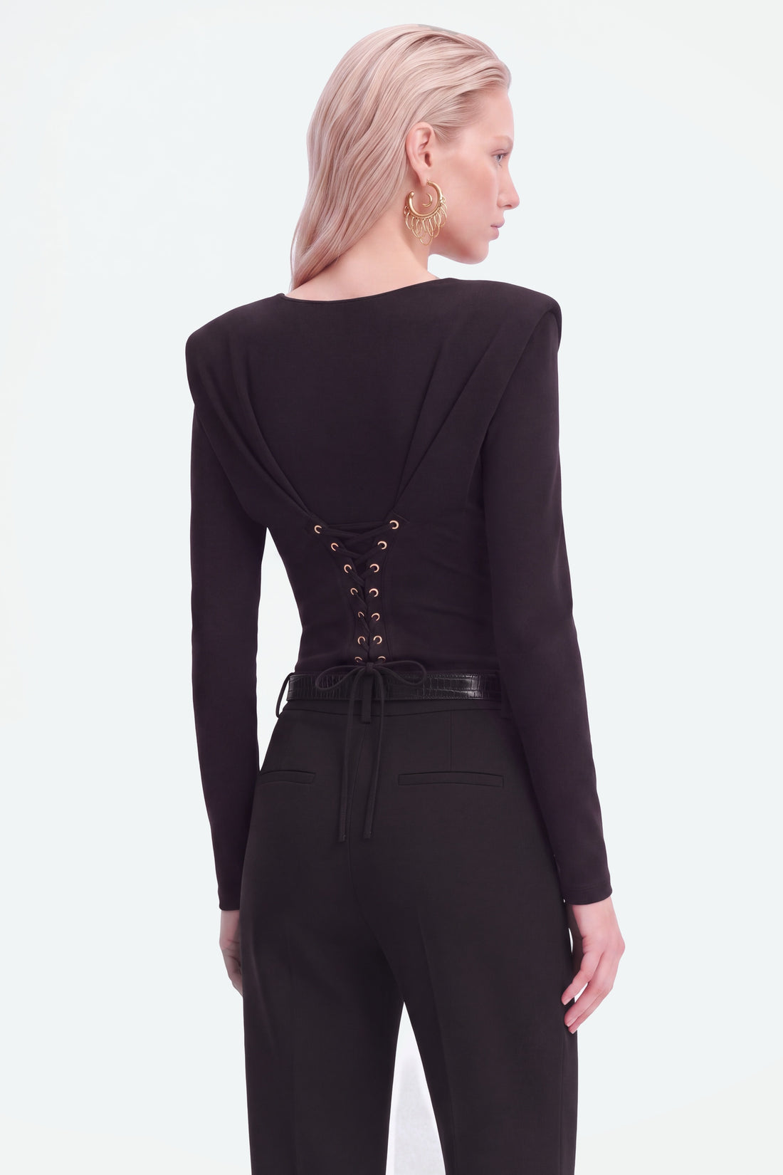 Eyelet Lace Up Blouse