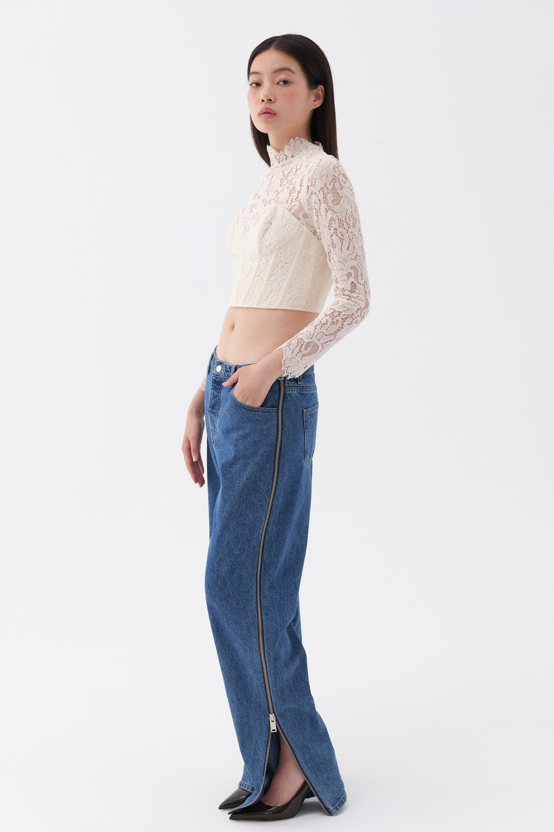 Corset-Look Lace Blouse (Final Sale)