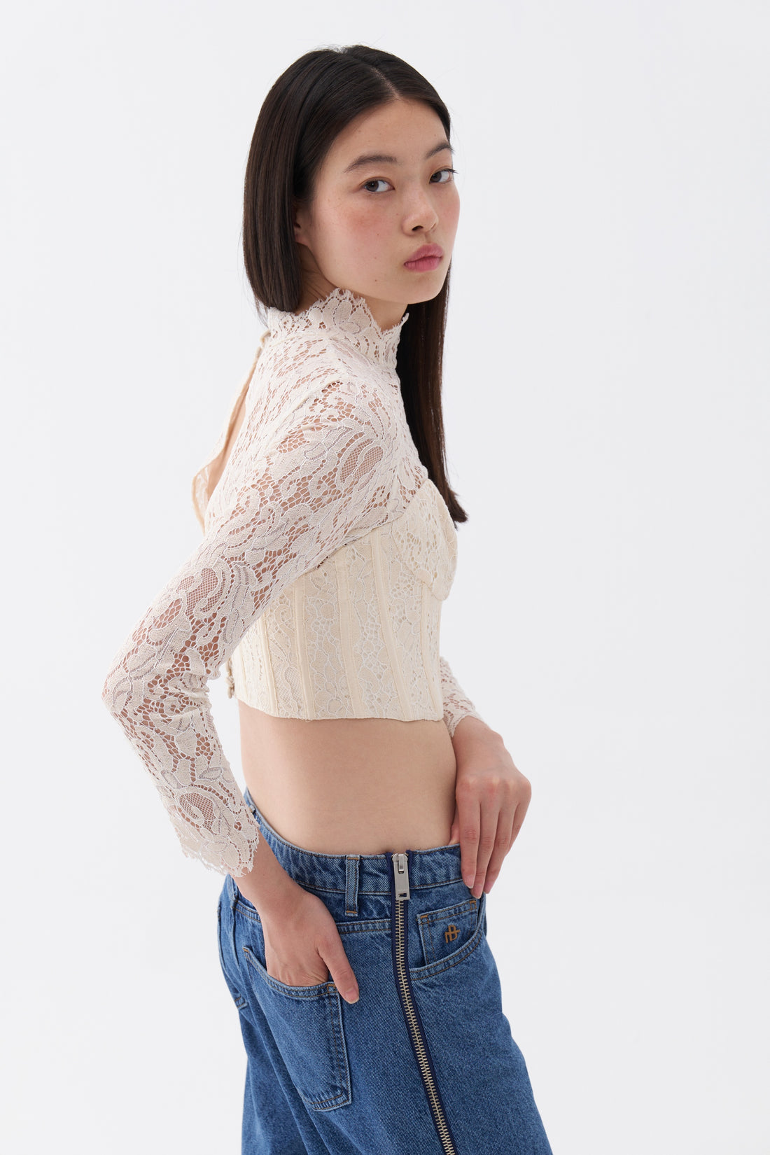 Corset-Look Lace Blouse (Final Sale)