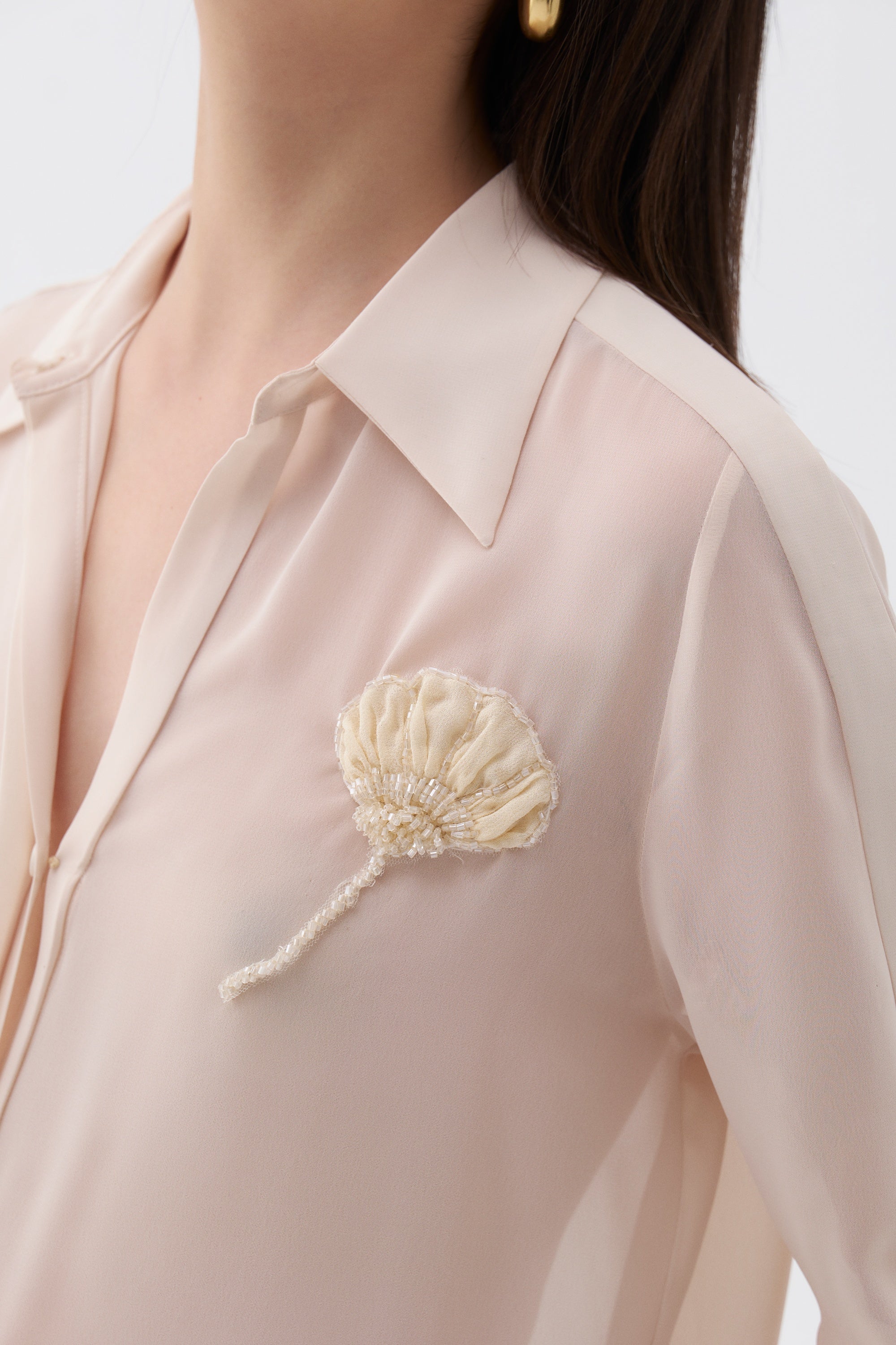Sheer Floral-Embroidered Shirt (Final Sale)