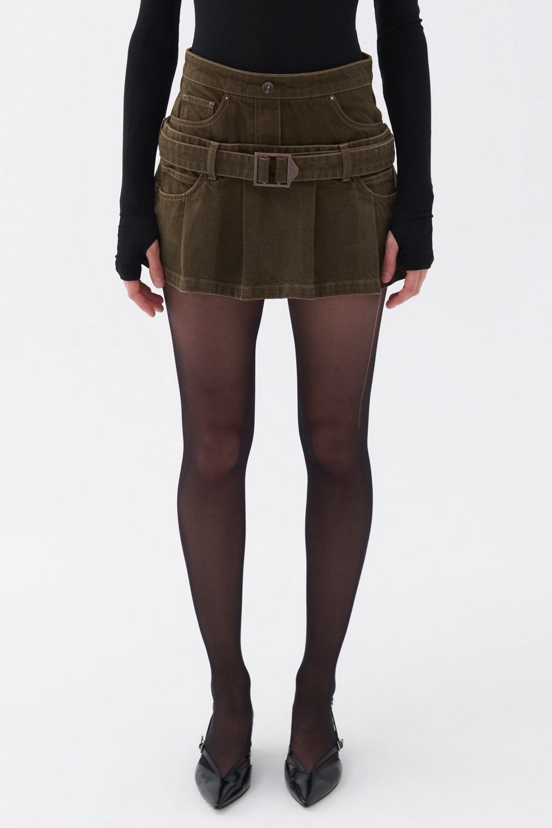 Mini Jean Skirt with Belt Detail (Final Sale)