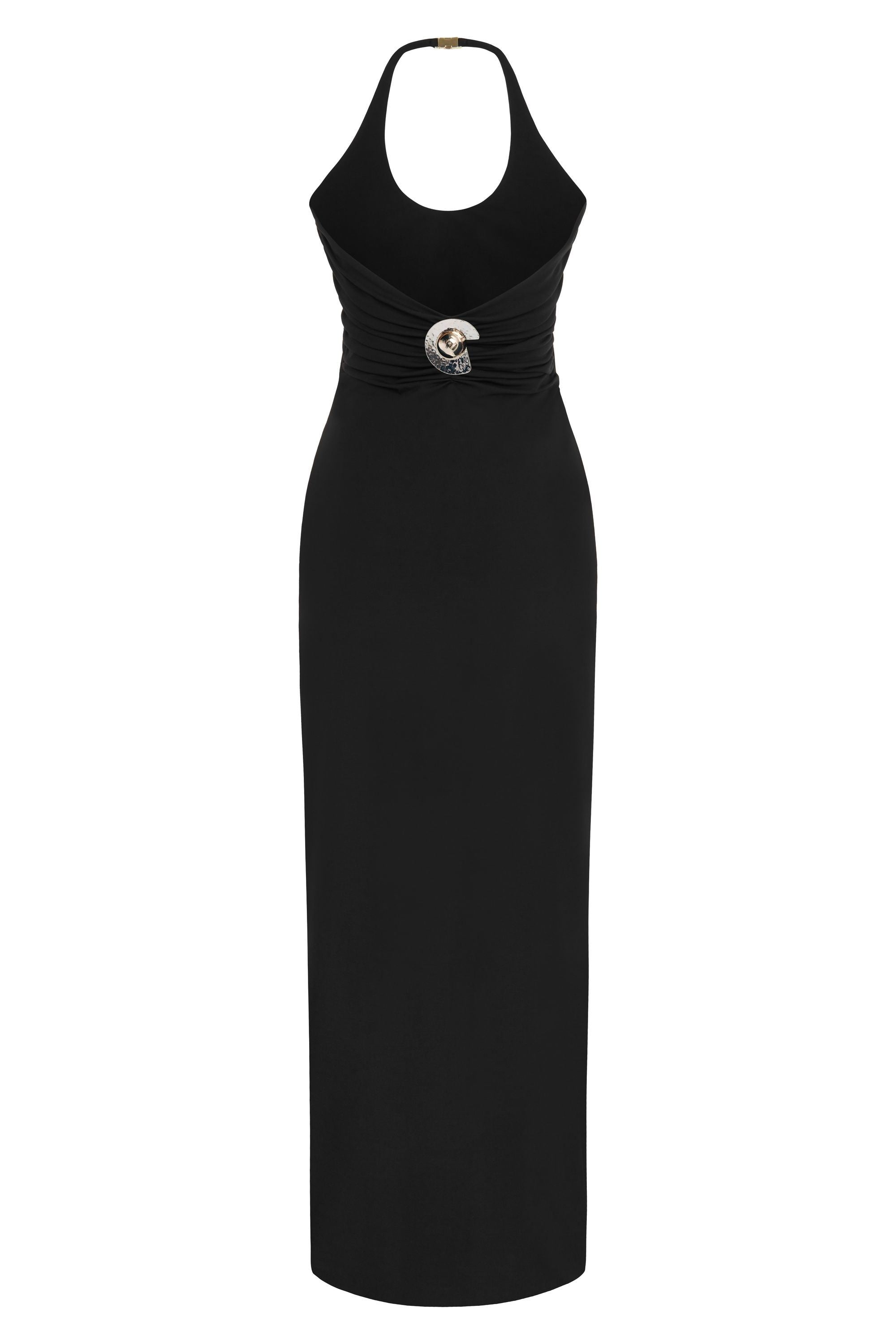 Black Maxi Dress with Back Accessory