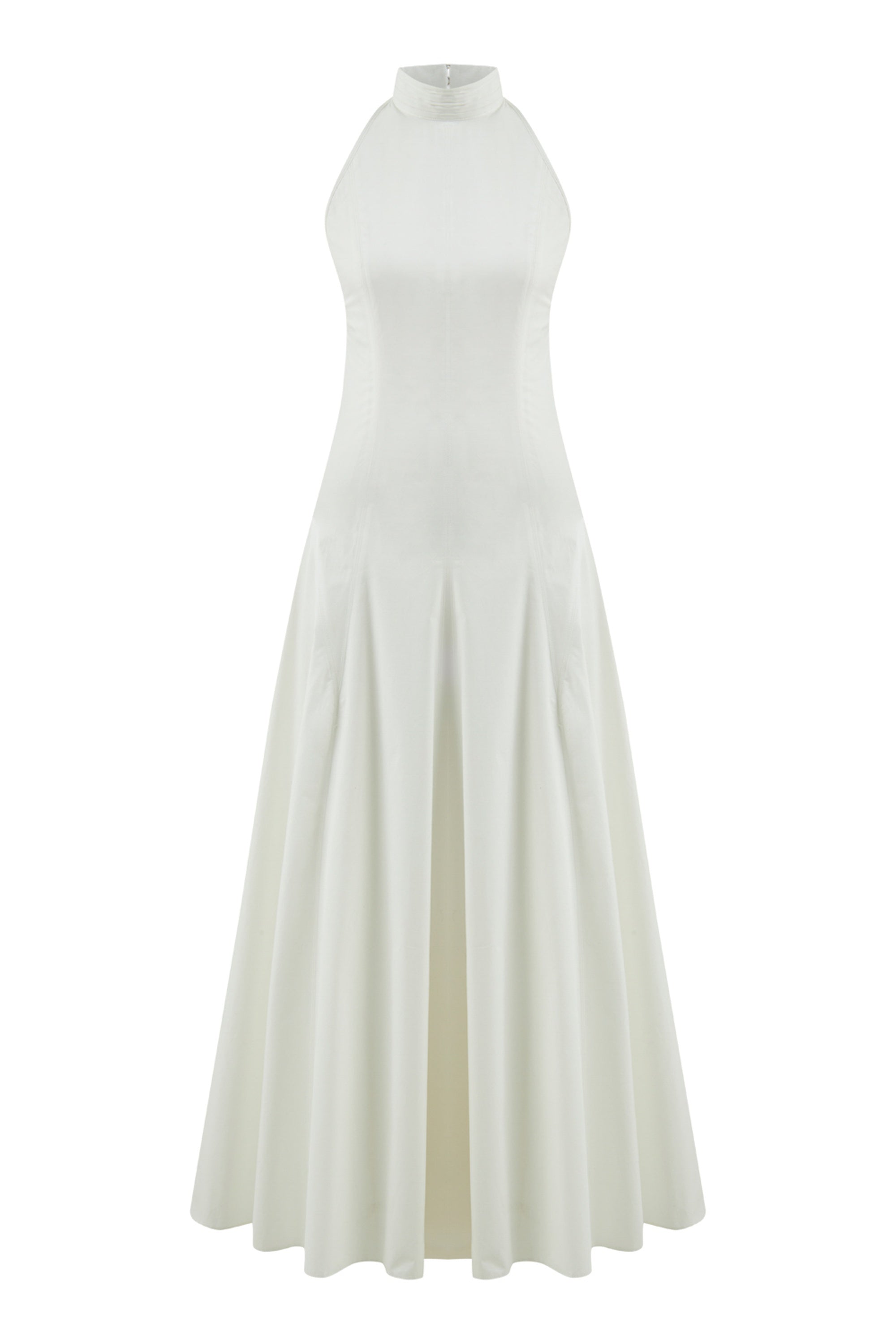 Ecru Turtleneck Backless Maxi Dress