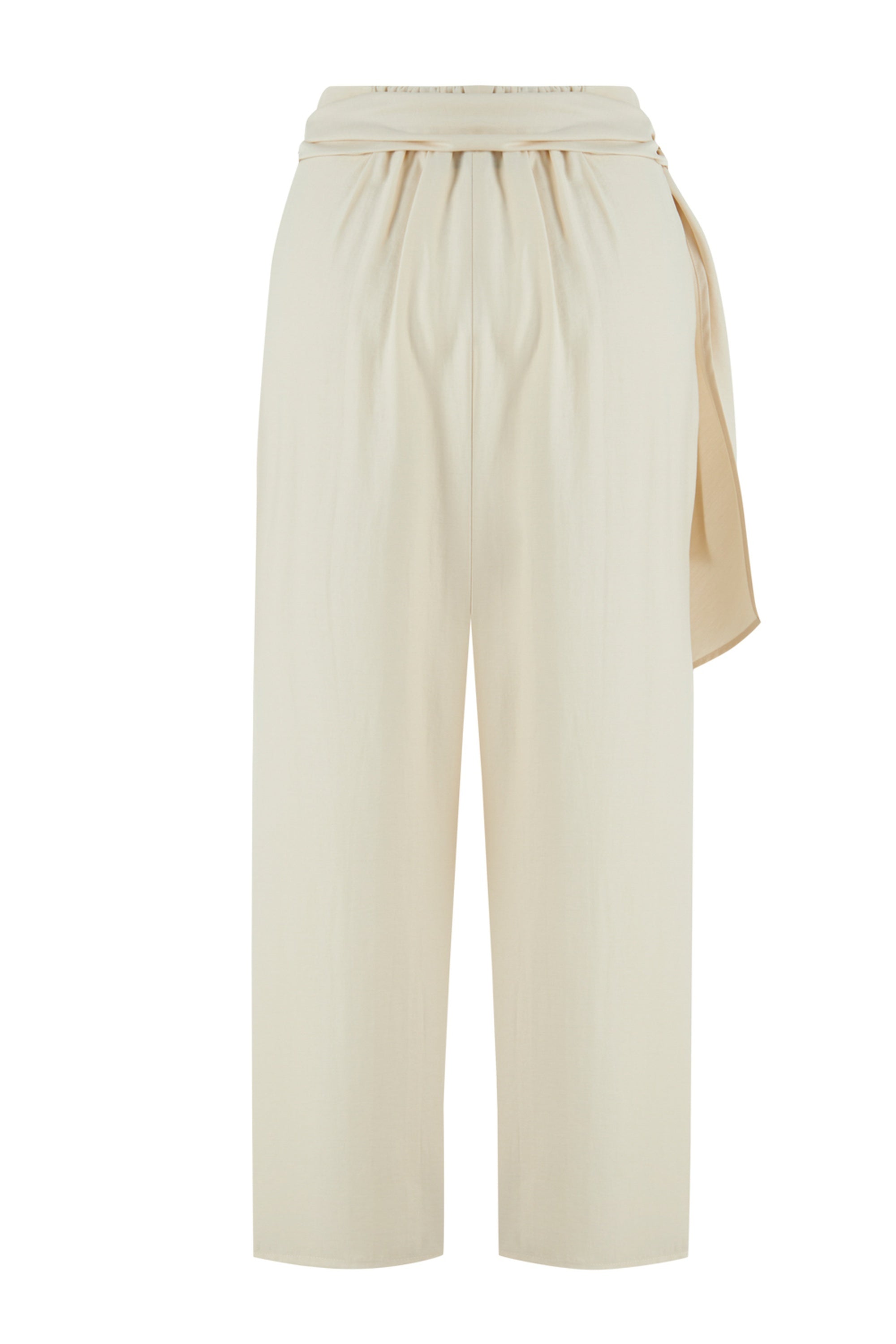 Ecru Belt Loops Bootcut Pants