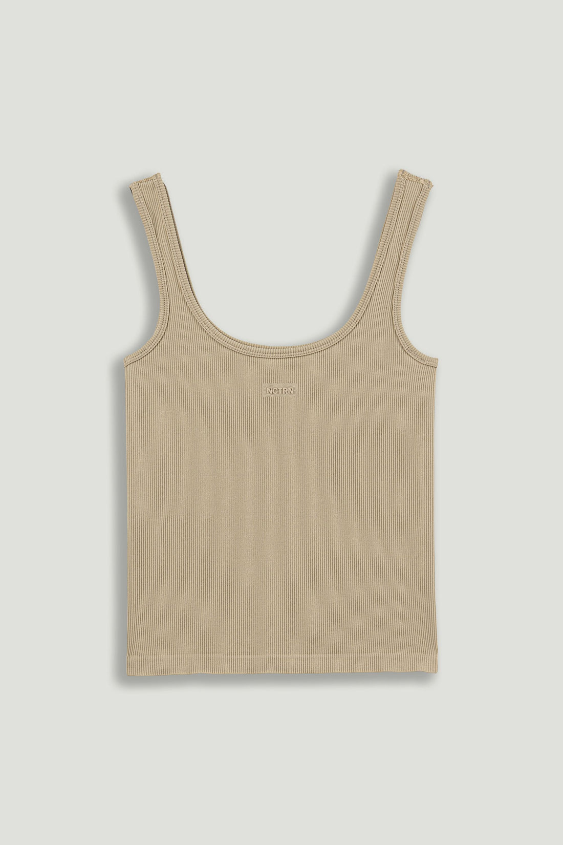 Beige Printed Sleeveless Crop Top