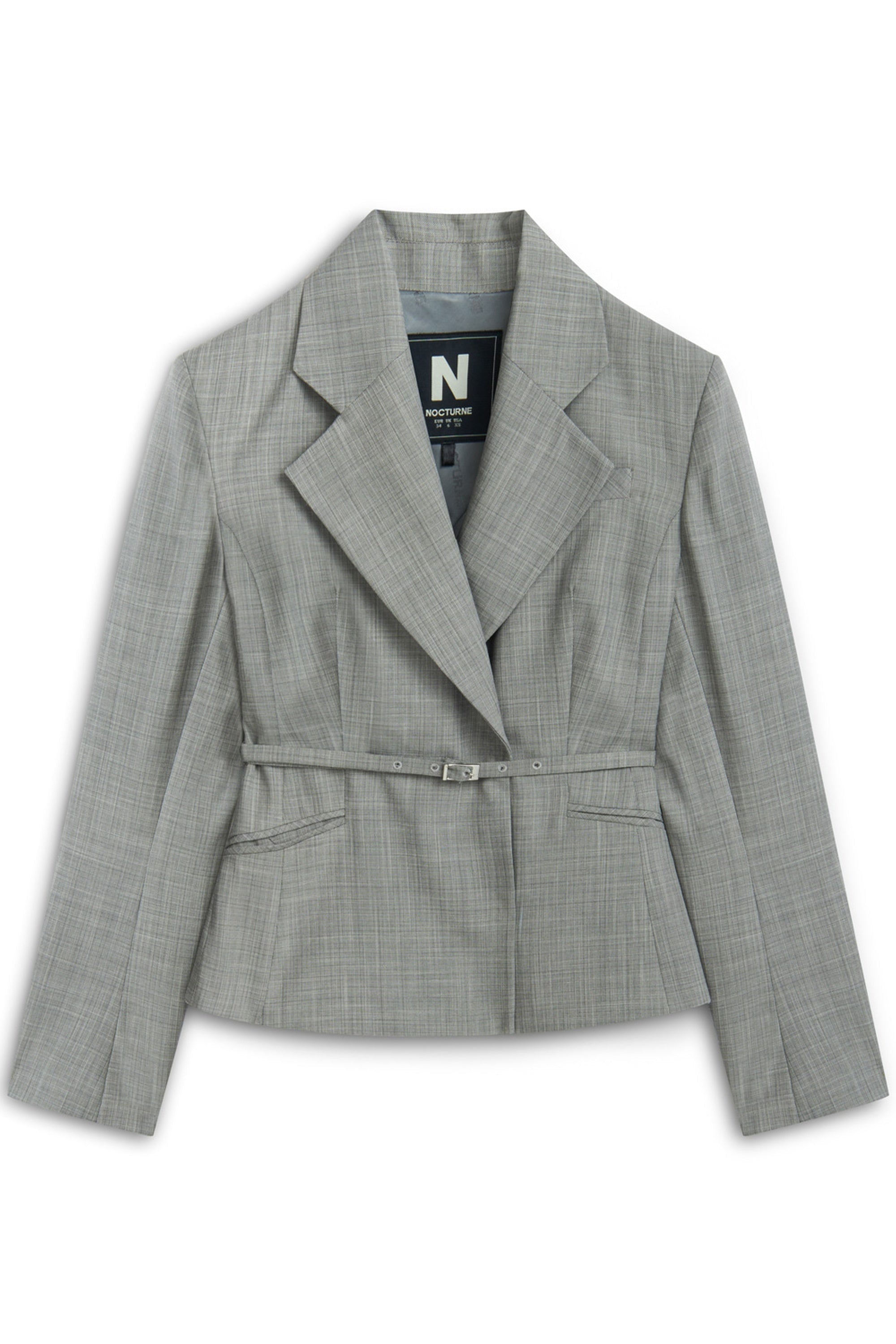 Gray Thin Belted Jacket