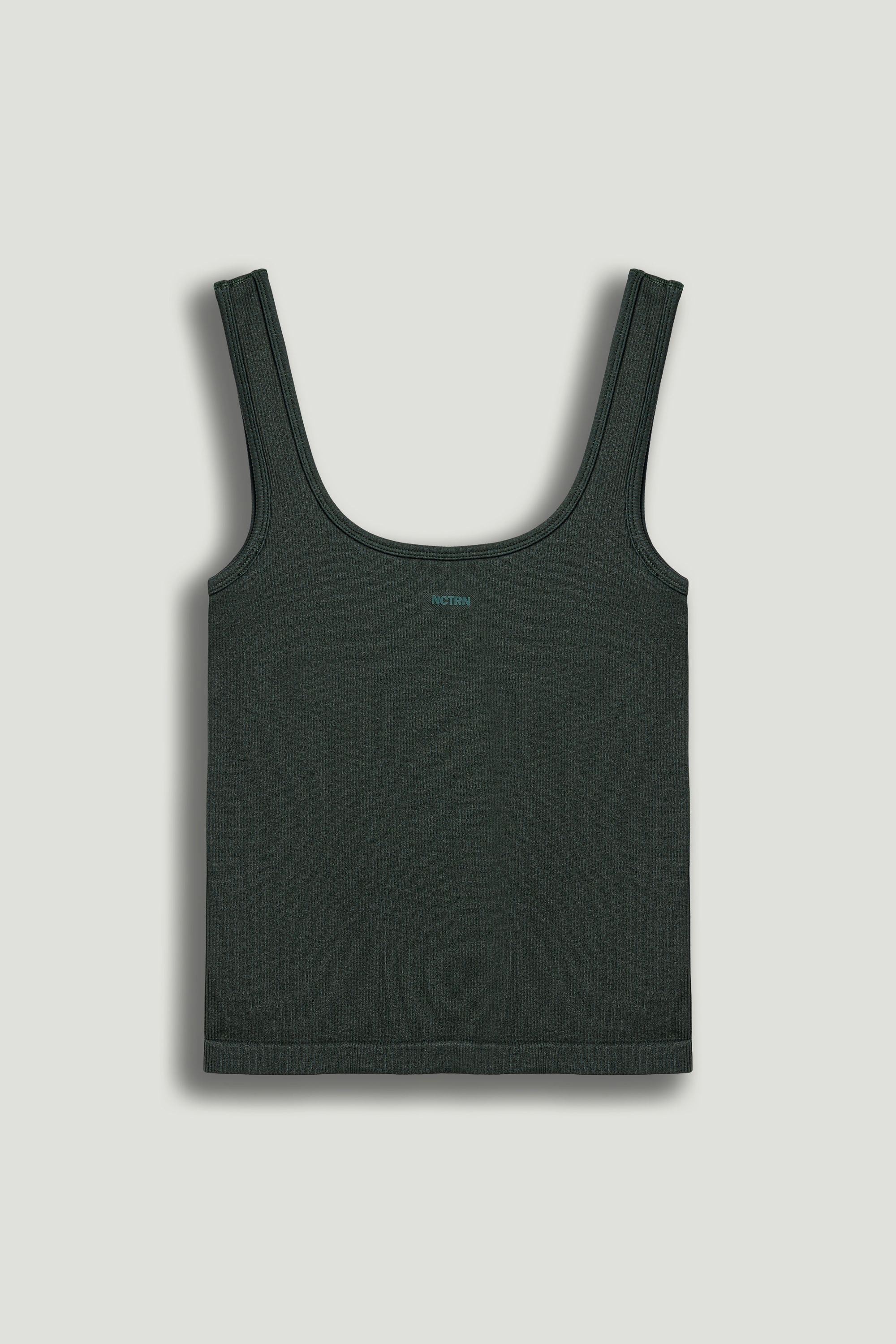 Dark Green Printed Sleeveless Crop Top