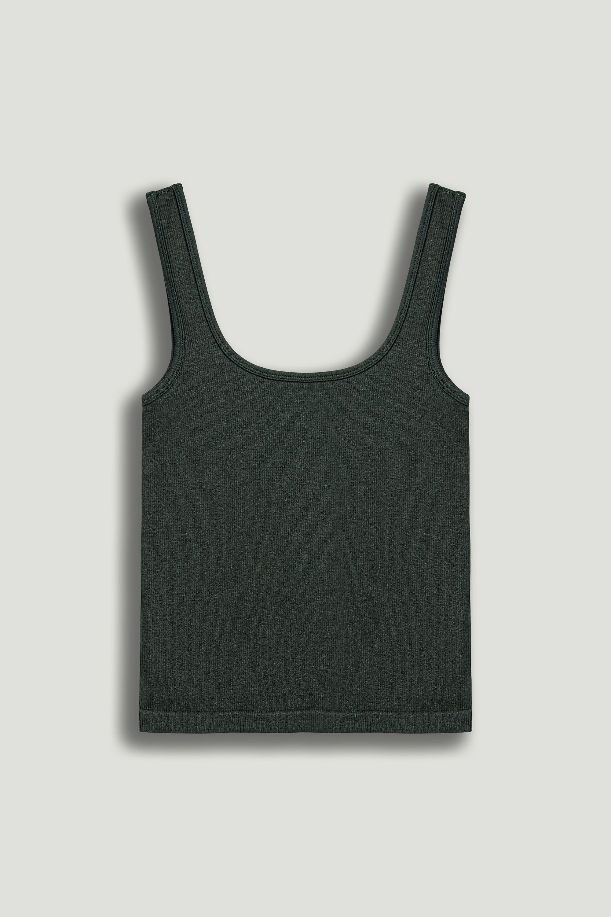 Dark Green Printed Sleeveless Crop Top