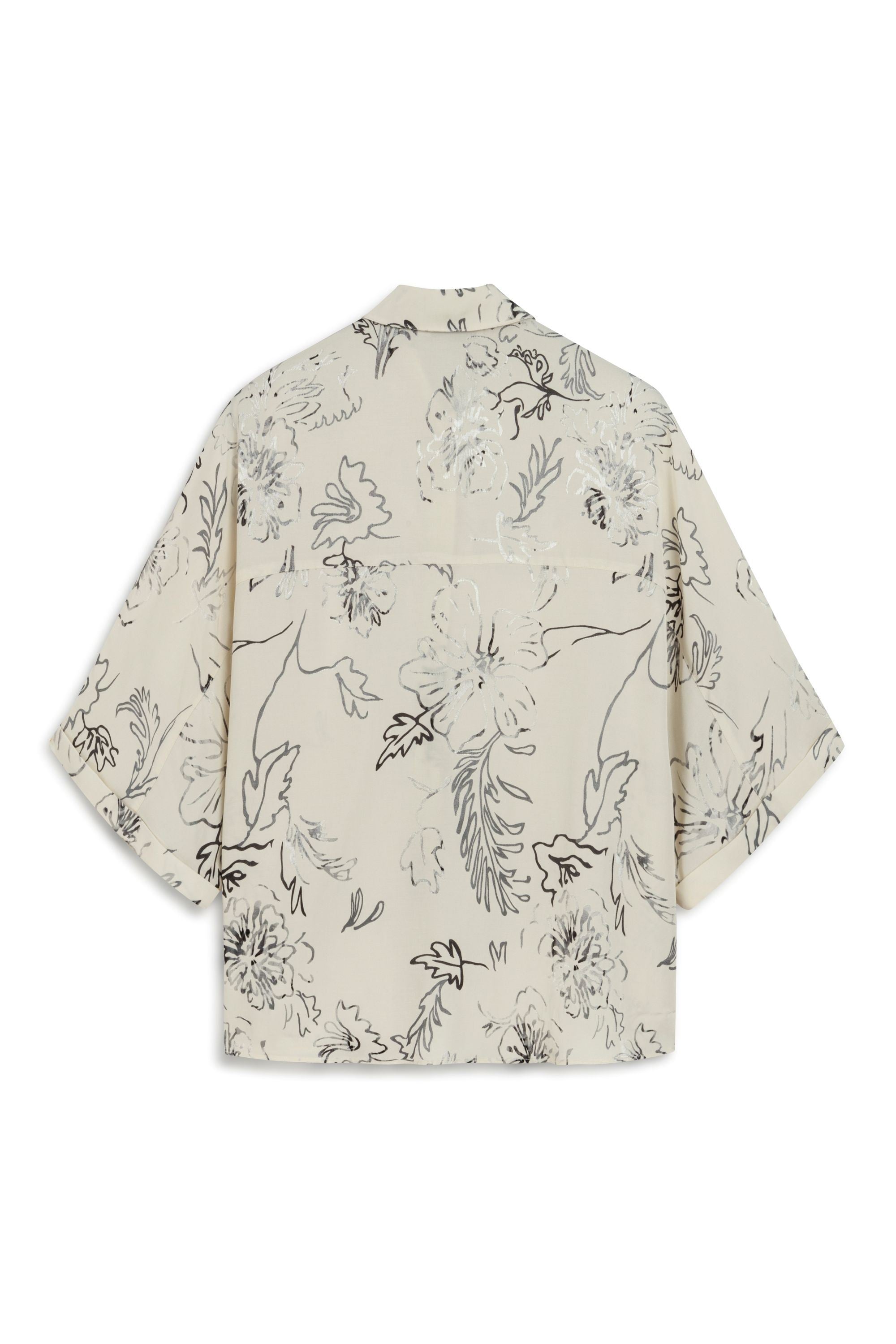 Ecru Flowy Floral Patterned Shirt