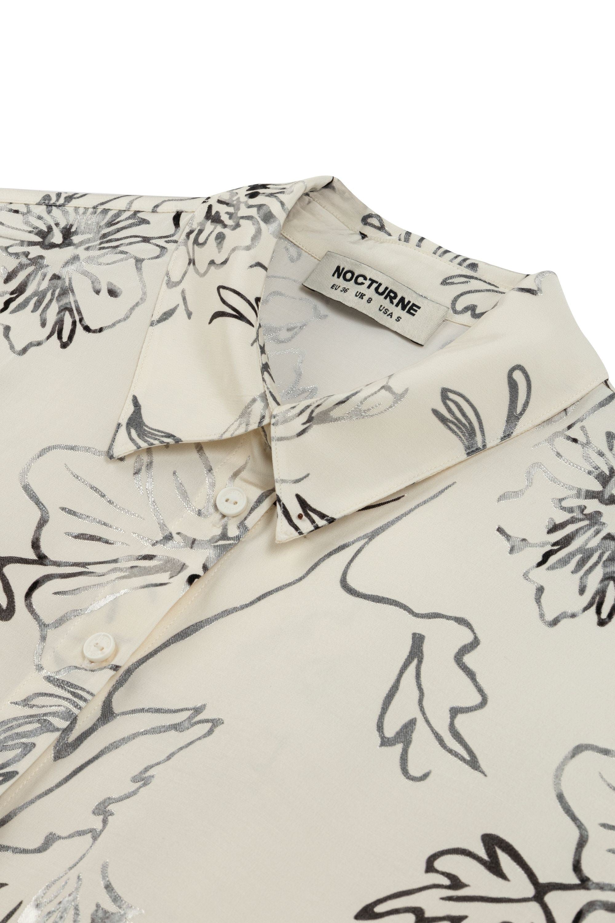 Ecru Flowy Floral Patterned Shirt