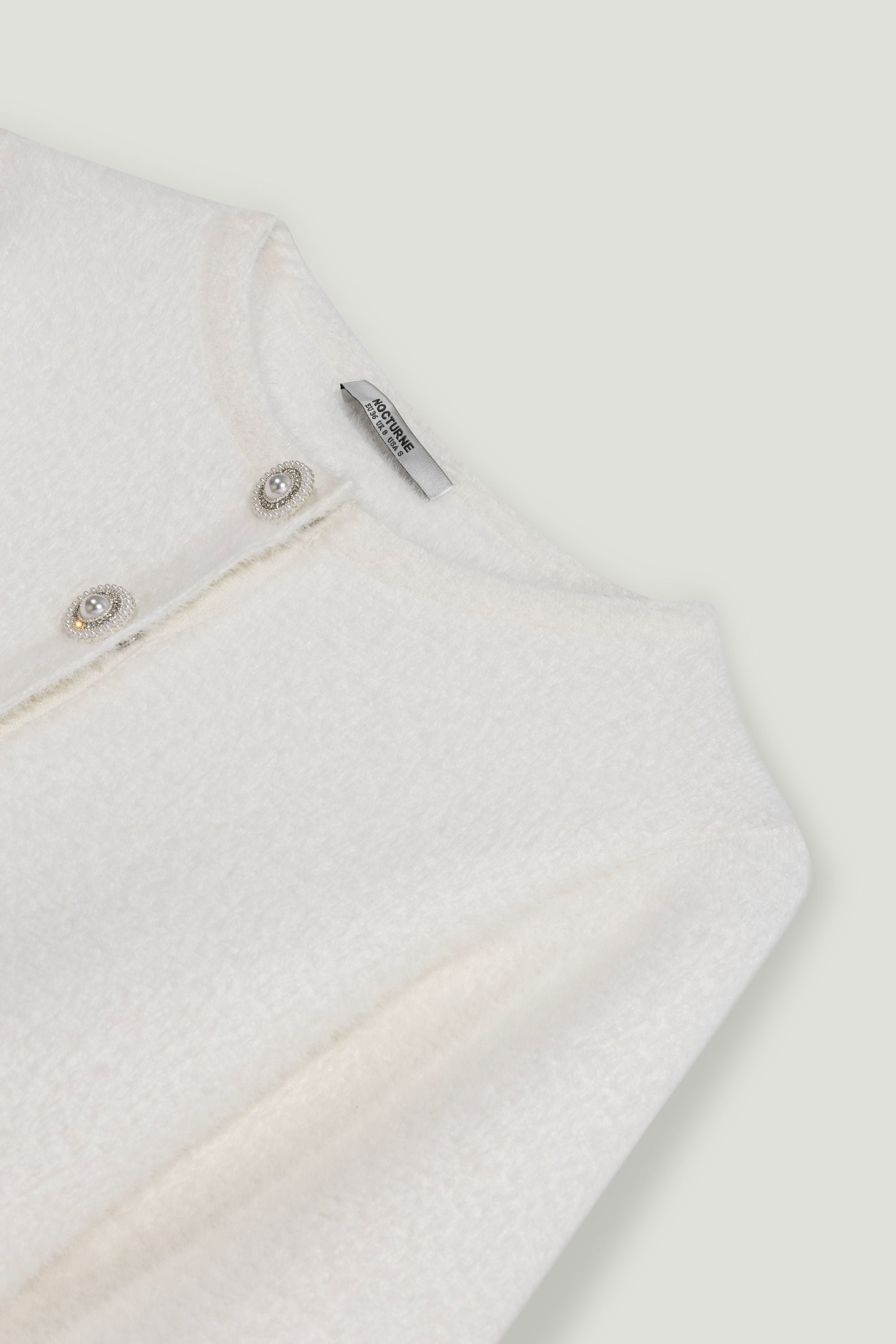 Cropped Pearl-Button Crewneck Cardigan
