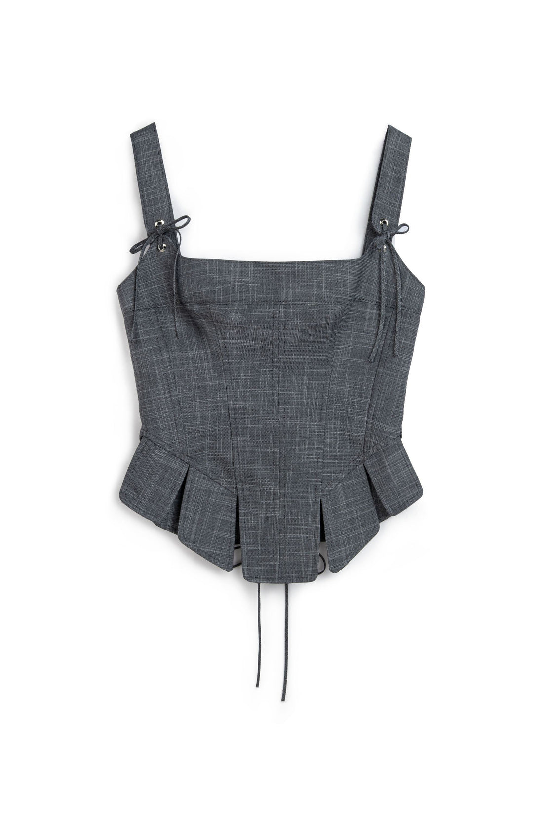 Grey Eyelet Tie Detail Blouse