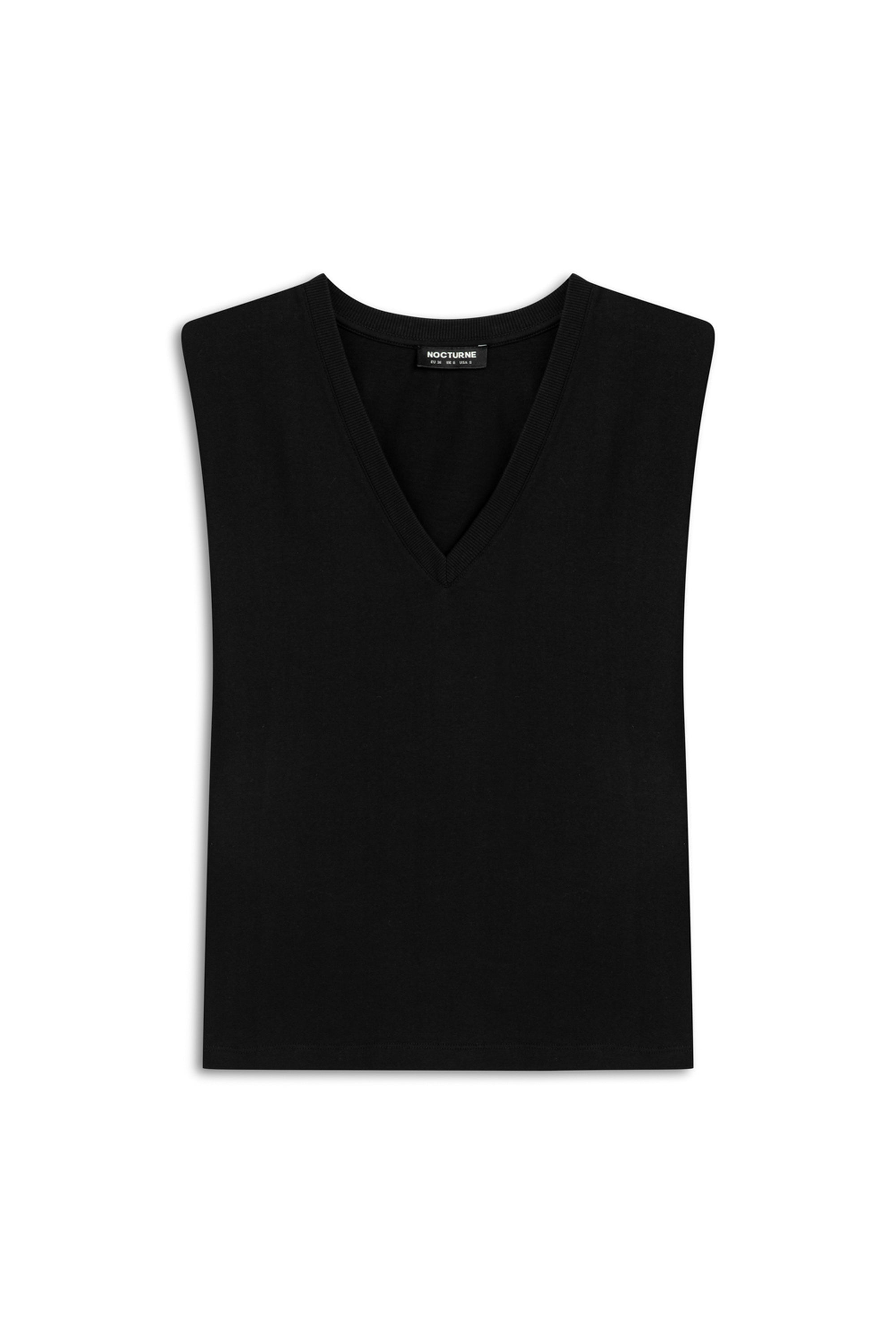 Black V-Neck Padded T-Shirt