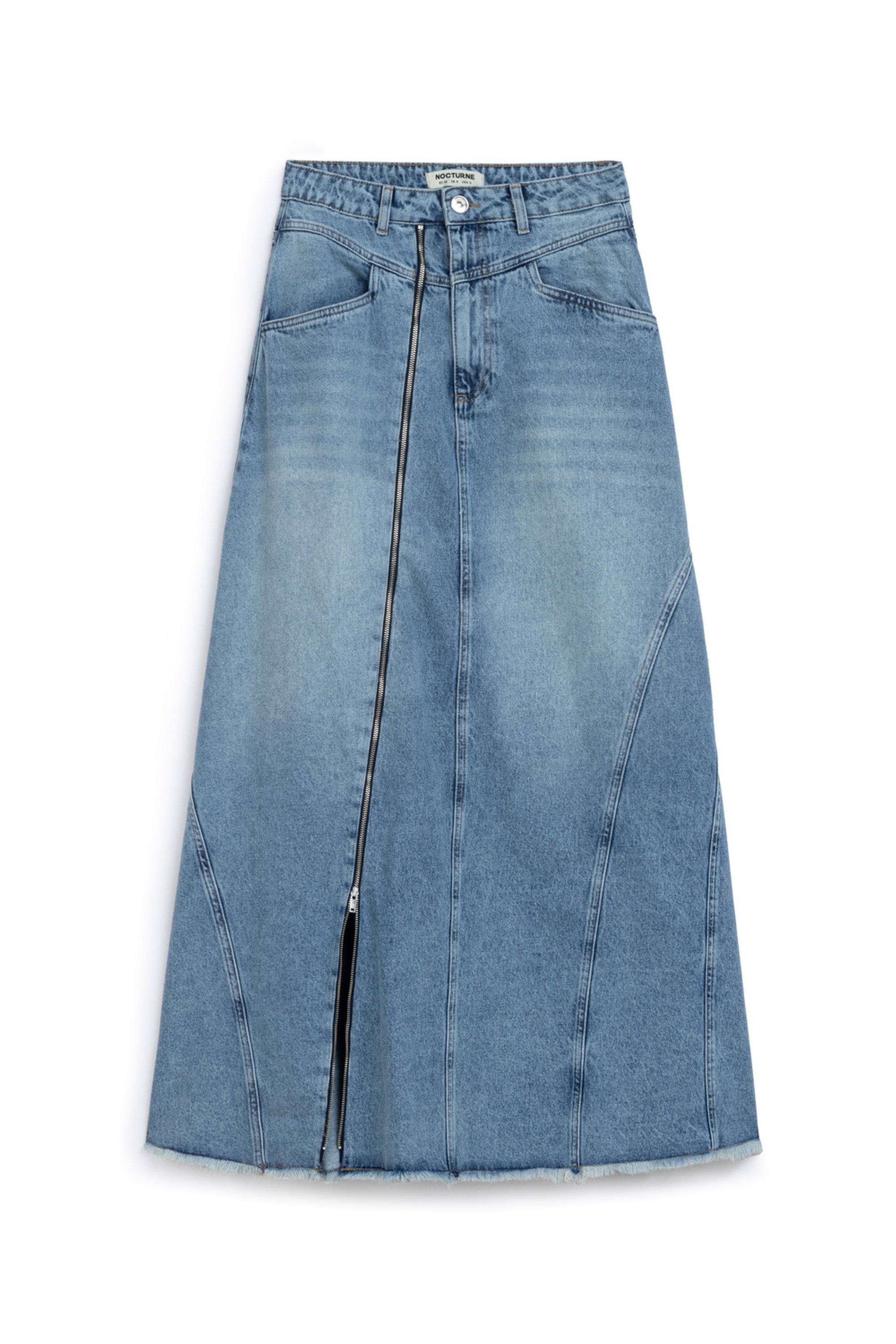 Slit Detailed High Waist Maxi Denim Skirt