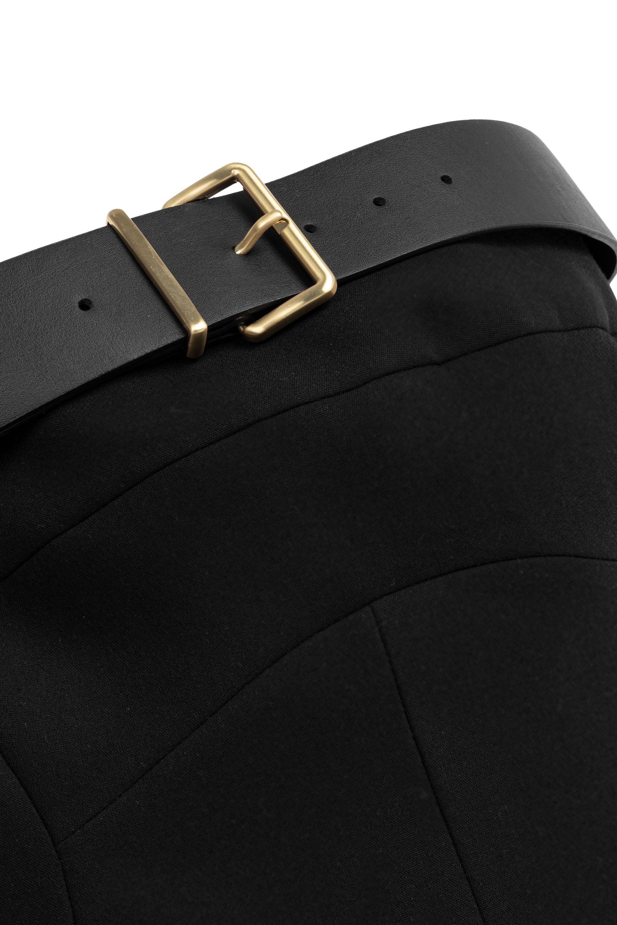 Black Belt Detailed Mini Dress