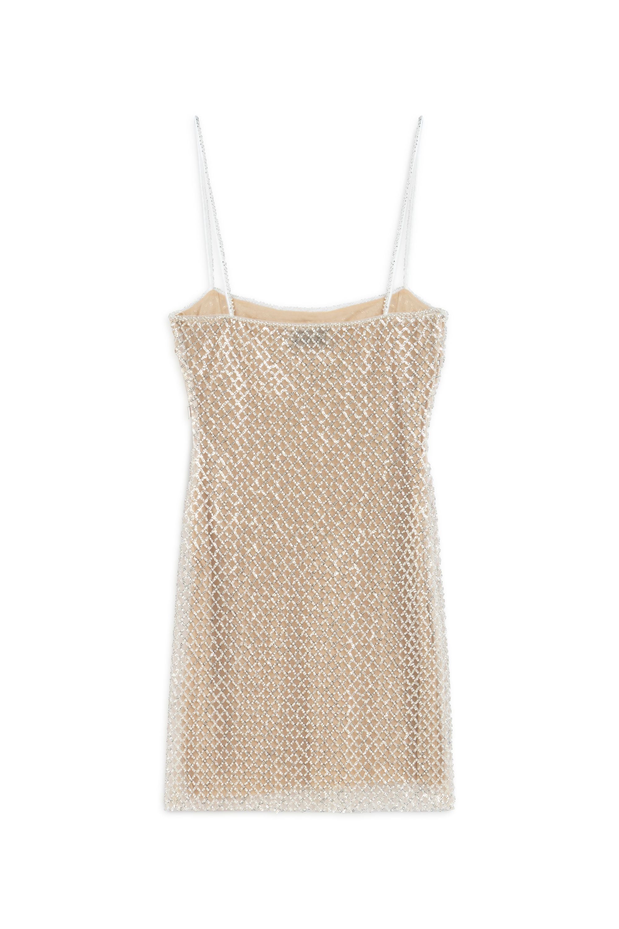 Gold Beaded Embroidered Mini Dress
