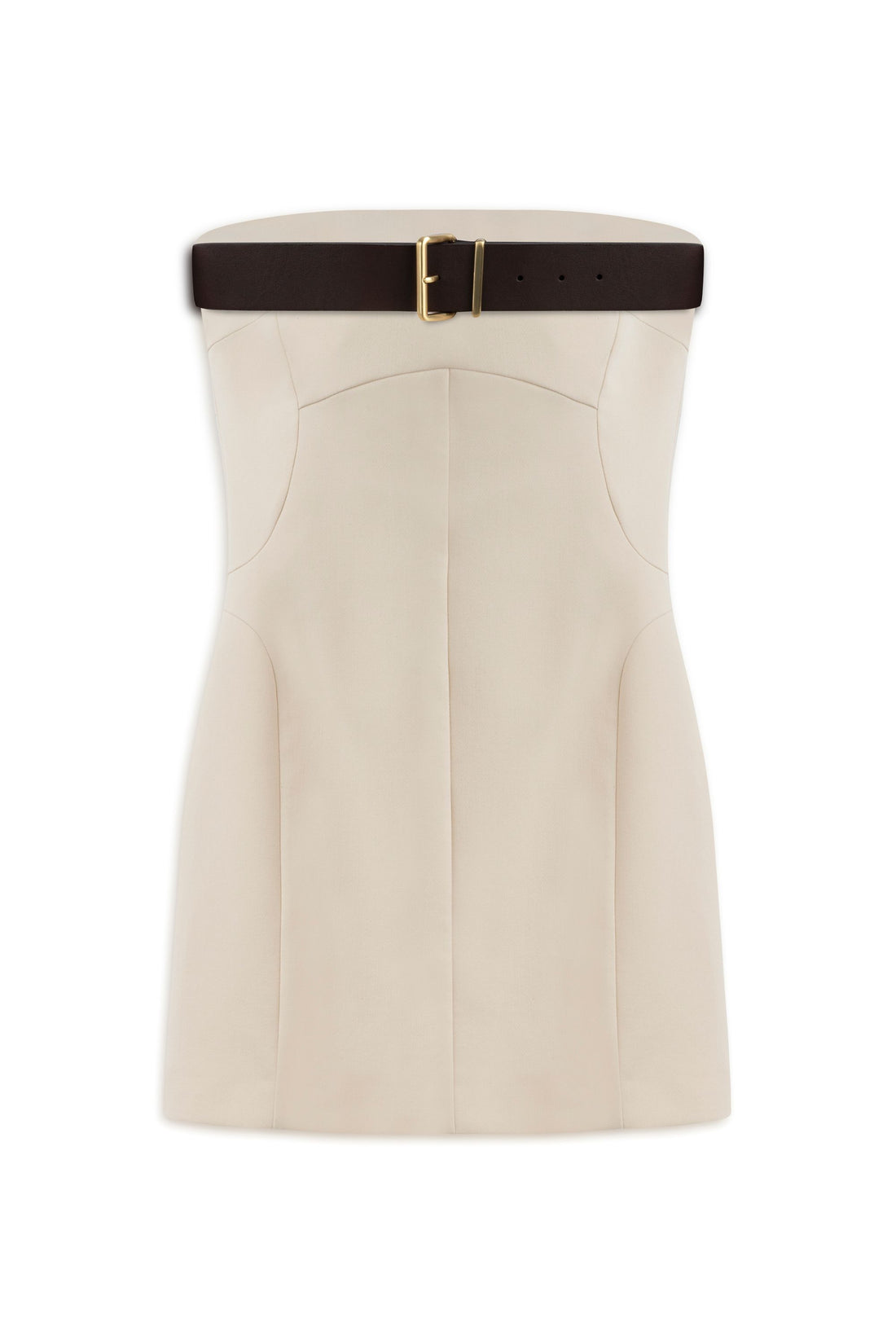 Beige Belt Detailed Mini Dress
